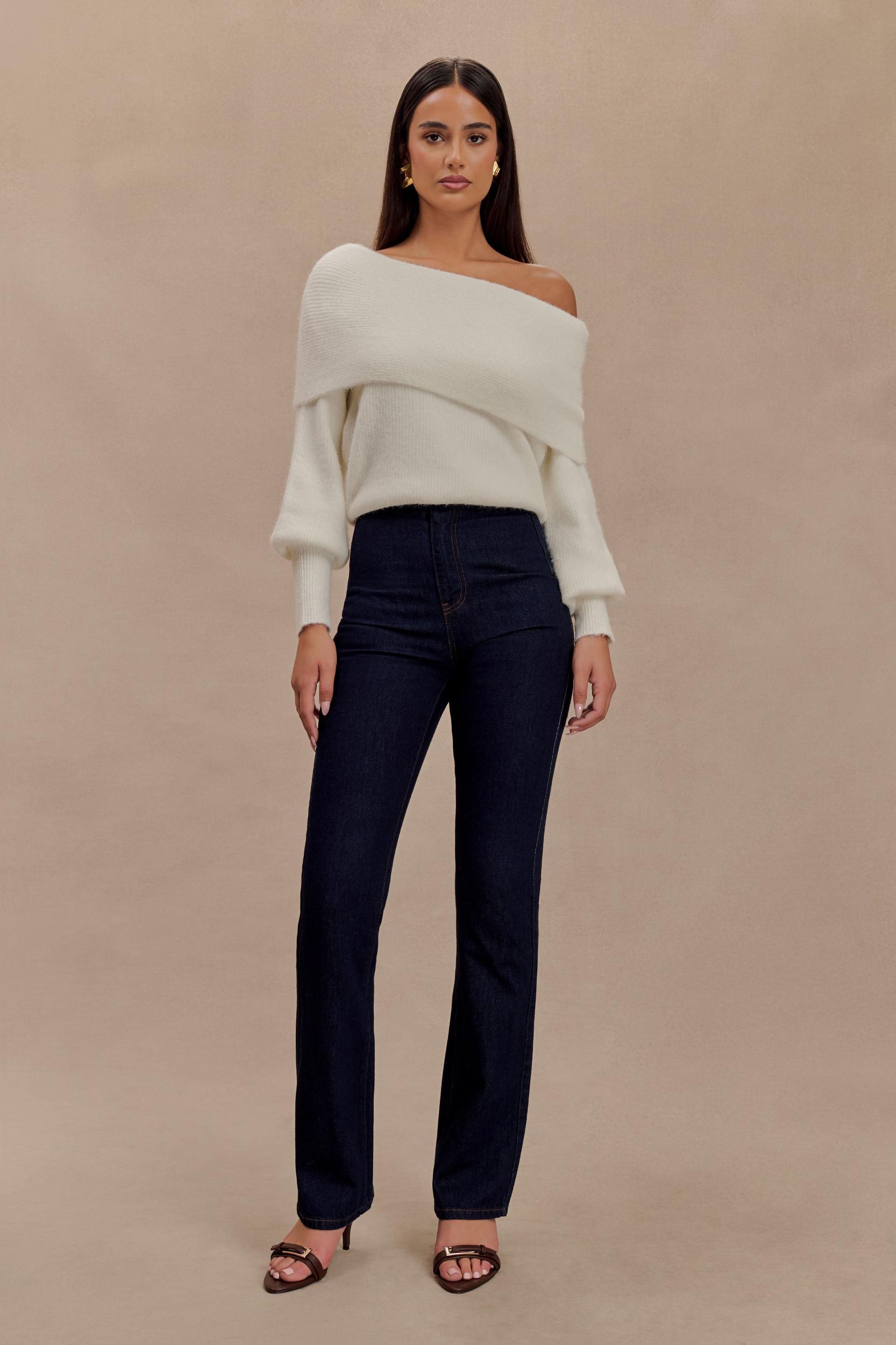 Charlotte Off Shoulder Knit Long Sleeve Top - Ivory Product Image