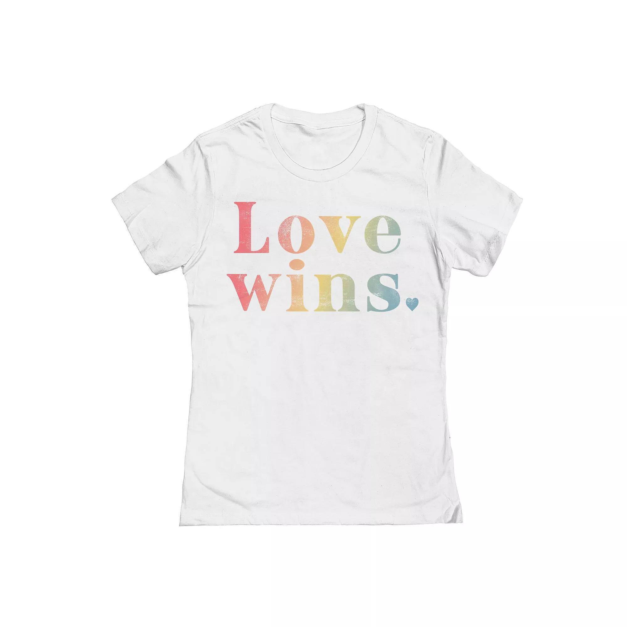 Junior's Grayson Threads The Label Love Wins Text Pride Graphic Tee, Women's, Size: Medium, White Product Image