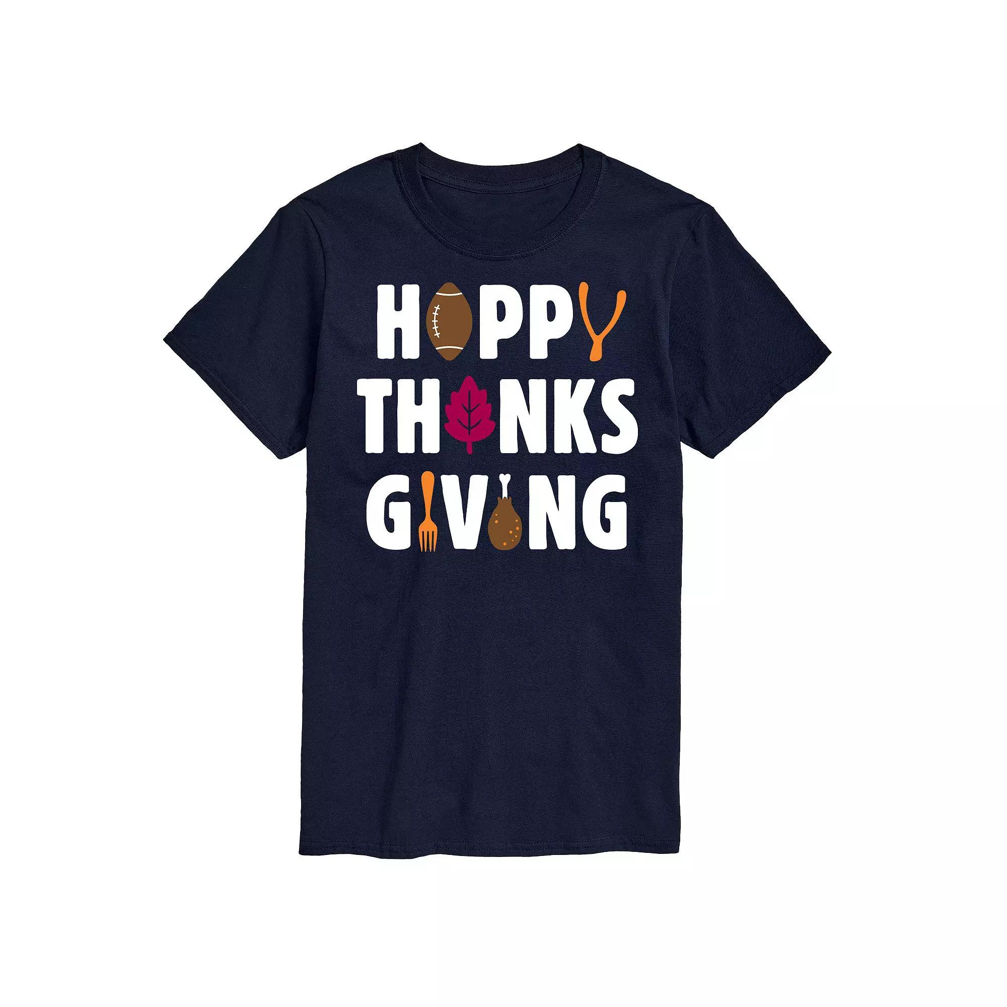 Men's Happy Thanksgiving Icons Graphic Tee, Size: XL, Blue Product Image