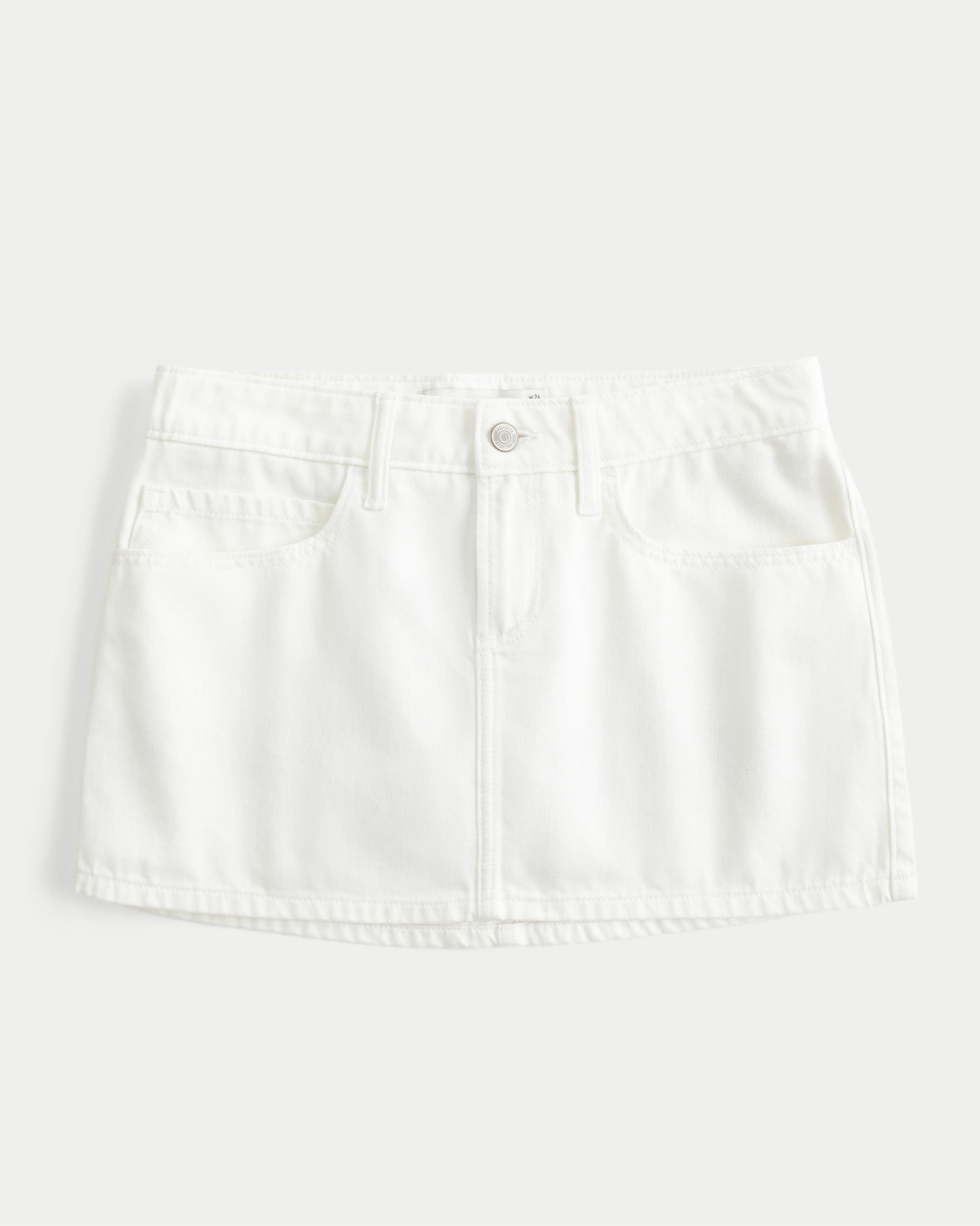 Low-Rise Medium Wash Star Applique Denim Mini Skort Product Image