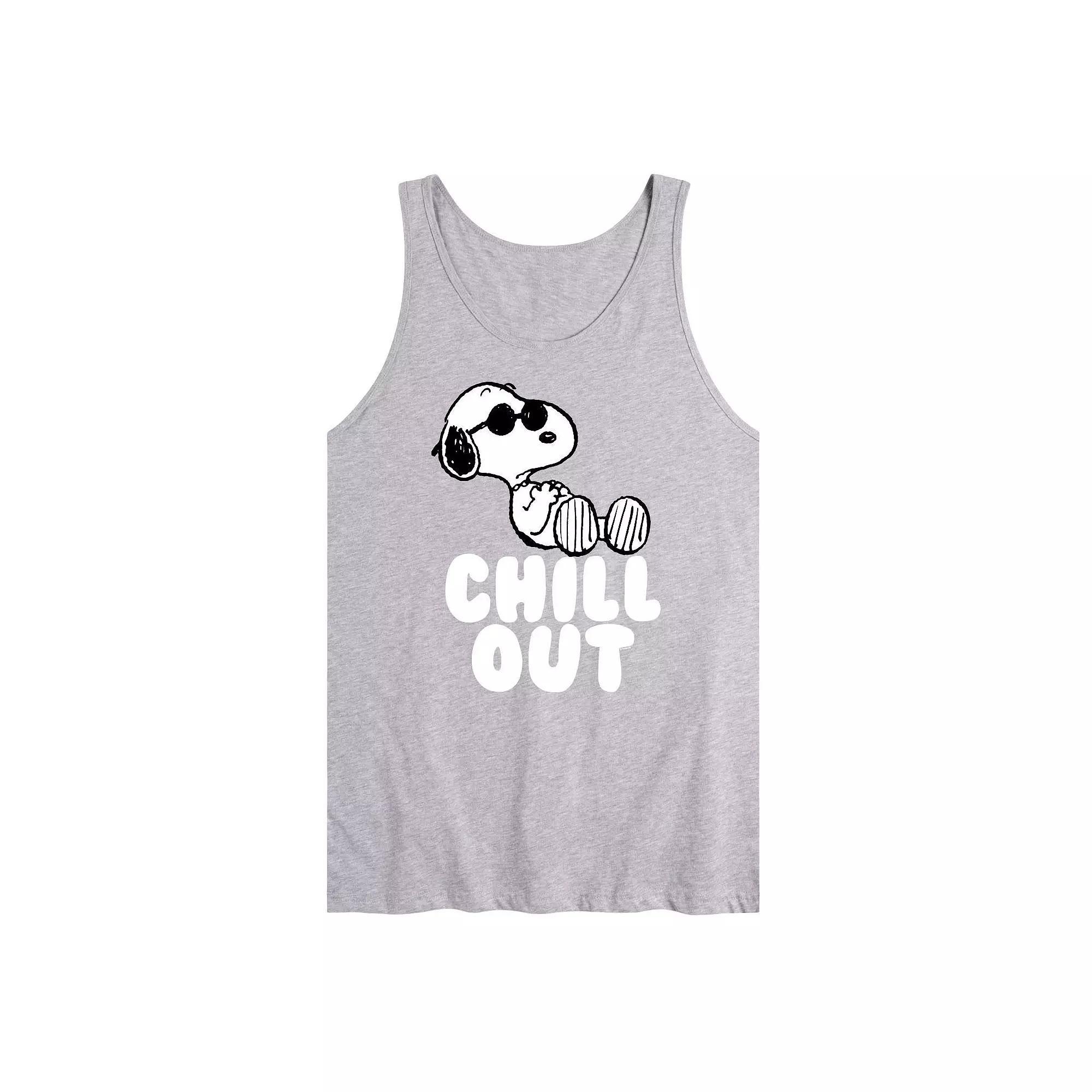 Mens Peanuts Snoopy Chill Out Graphic Tank Top Product Image