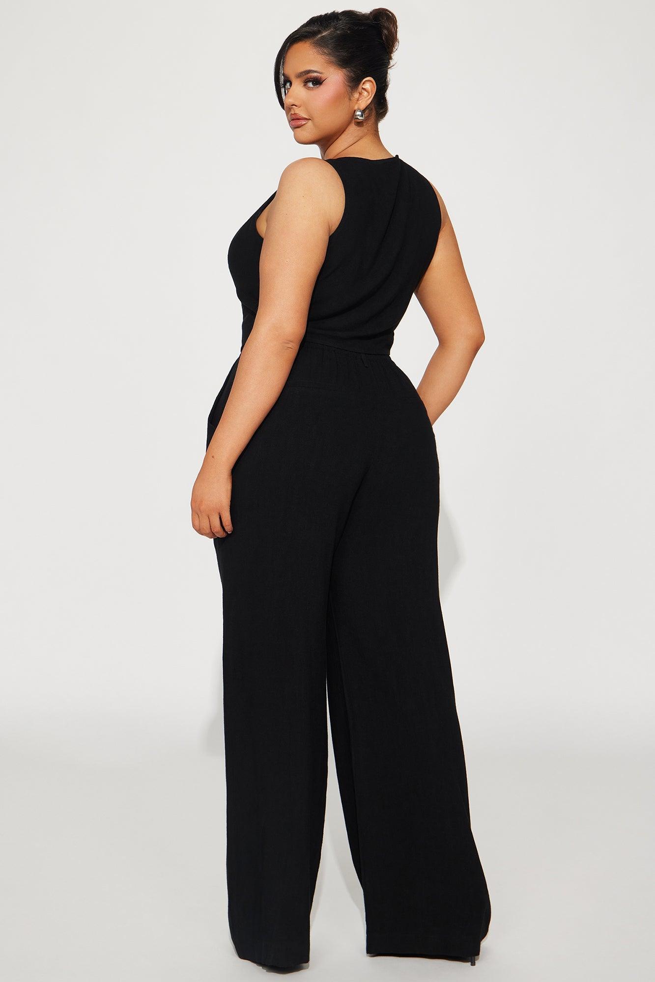 Act Right Linen Pant Set - Black Product Image