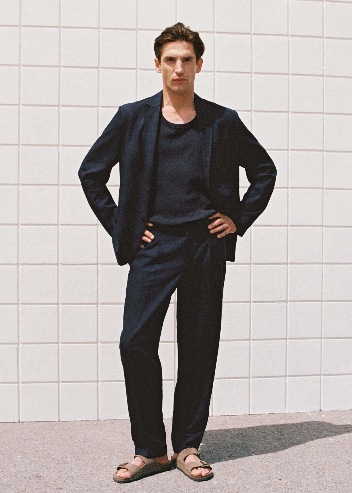 Slim fit linen pants - Men | MANGO USA Product Image