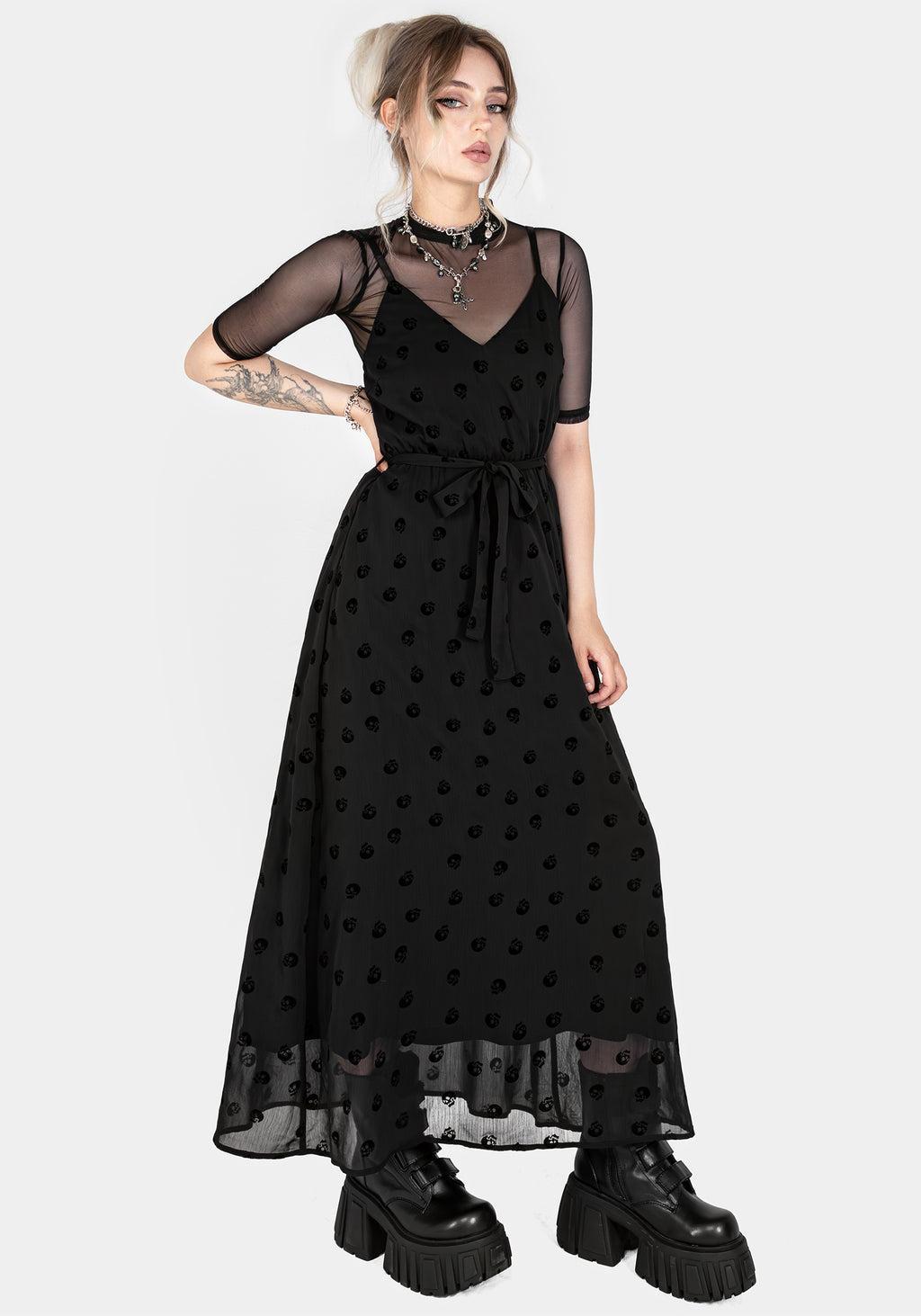 Bones Flocked Chiffon Maxi Cami Dress Product Image