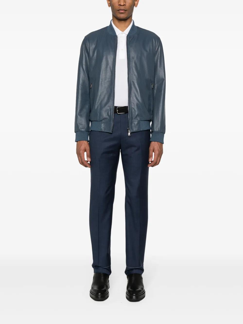 perforated leather bomber jacket Product Image