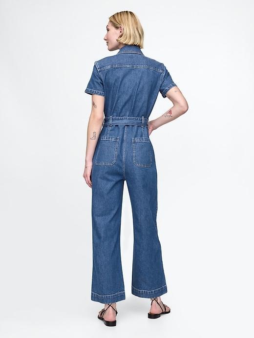 Belted Denim Jumpsuit Product Image
