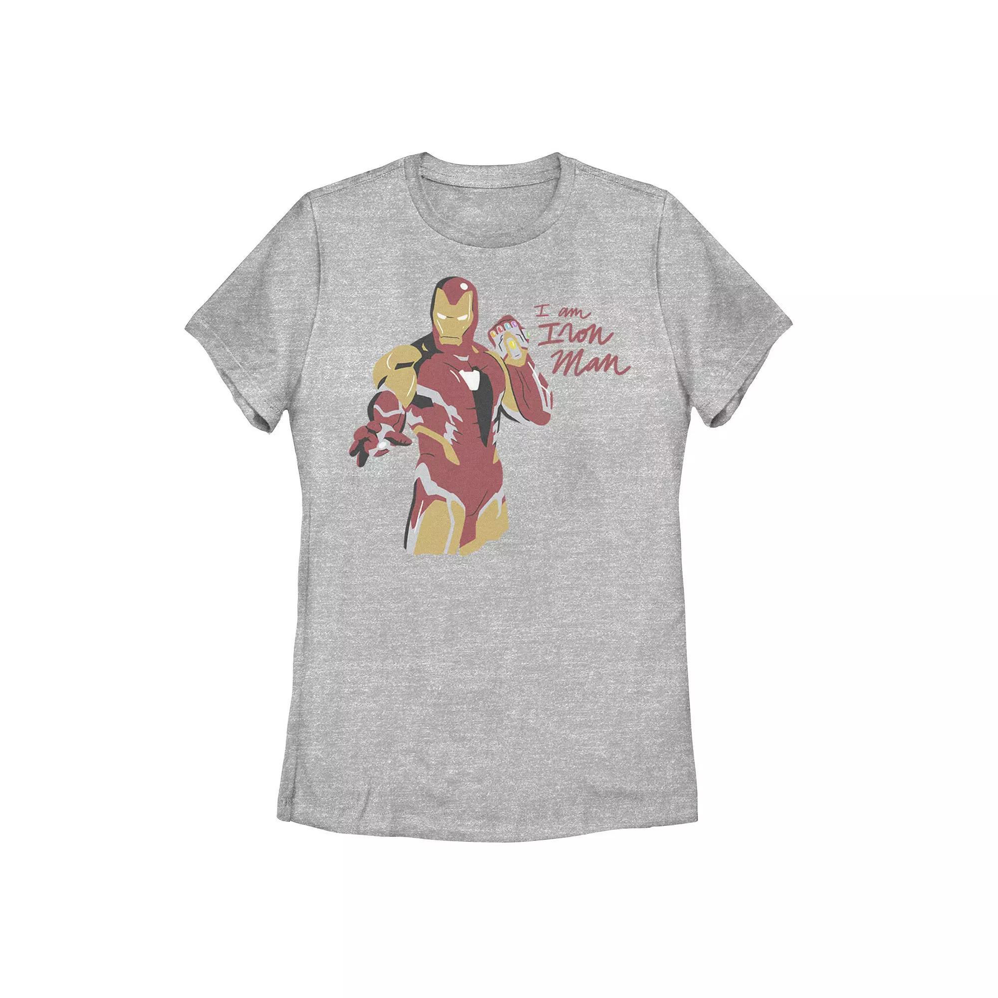 Juniors' Marvel Avengers Endgame Iron Man Scribbles Tee, Girl's, Size: Large, Athletic Grey Product Image