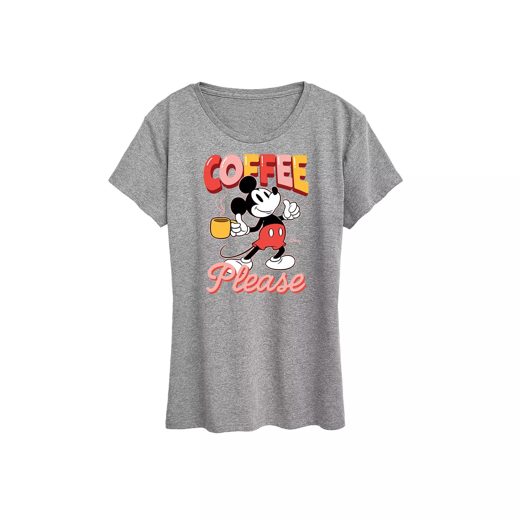 Disneys Mickey Mouse Womens Coffee Graphic Tee Grey Gray Product Image
