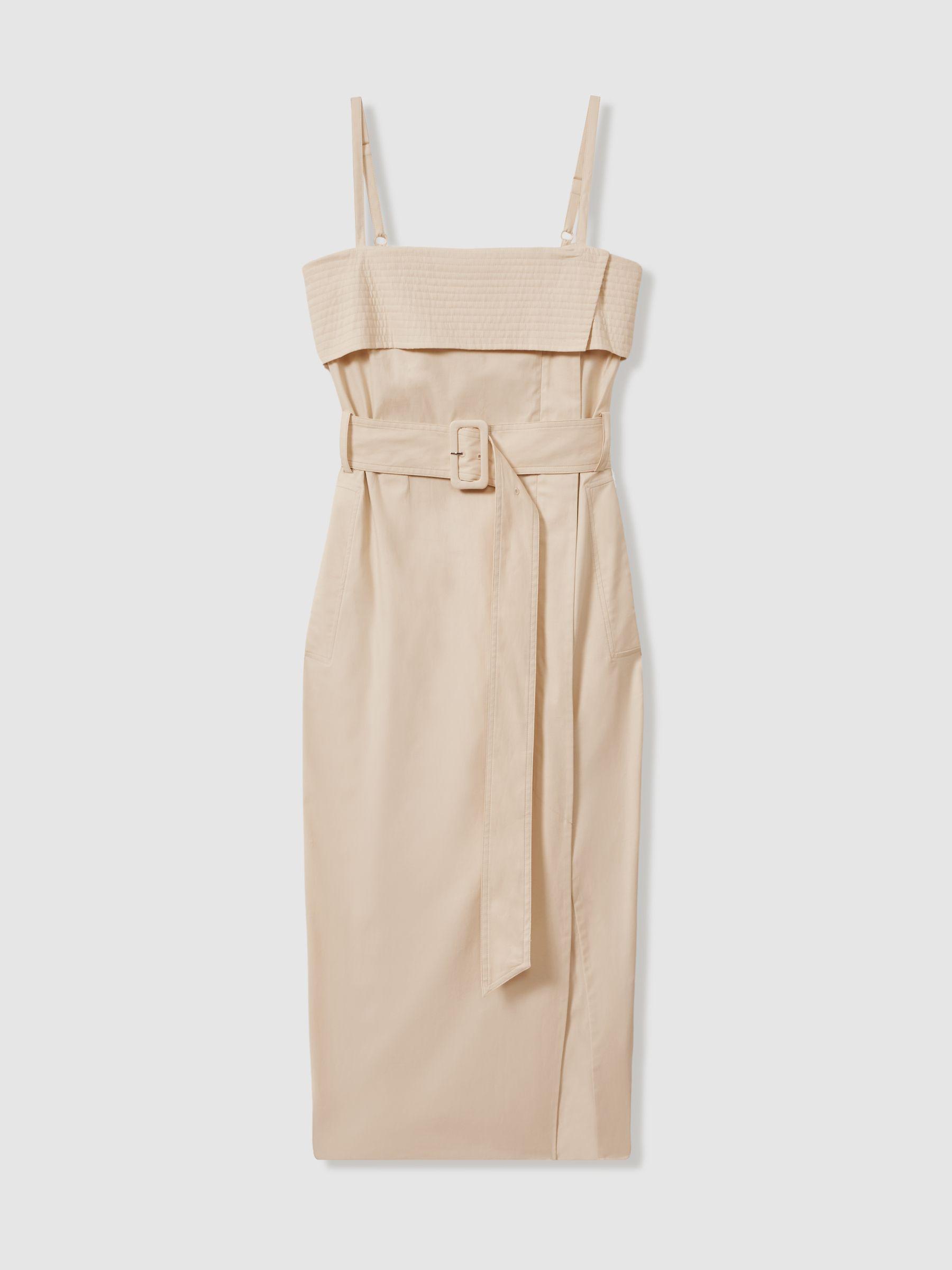 Cargo Belted Midi Dress in Stone Product Image