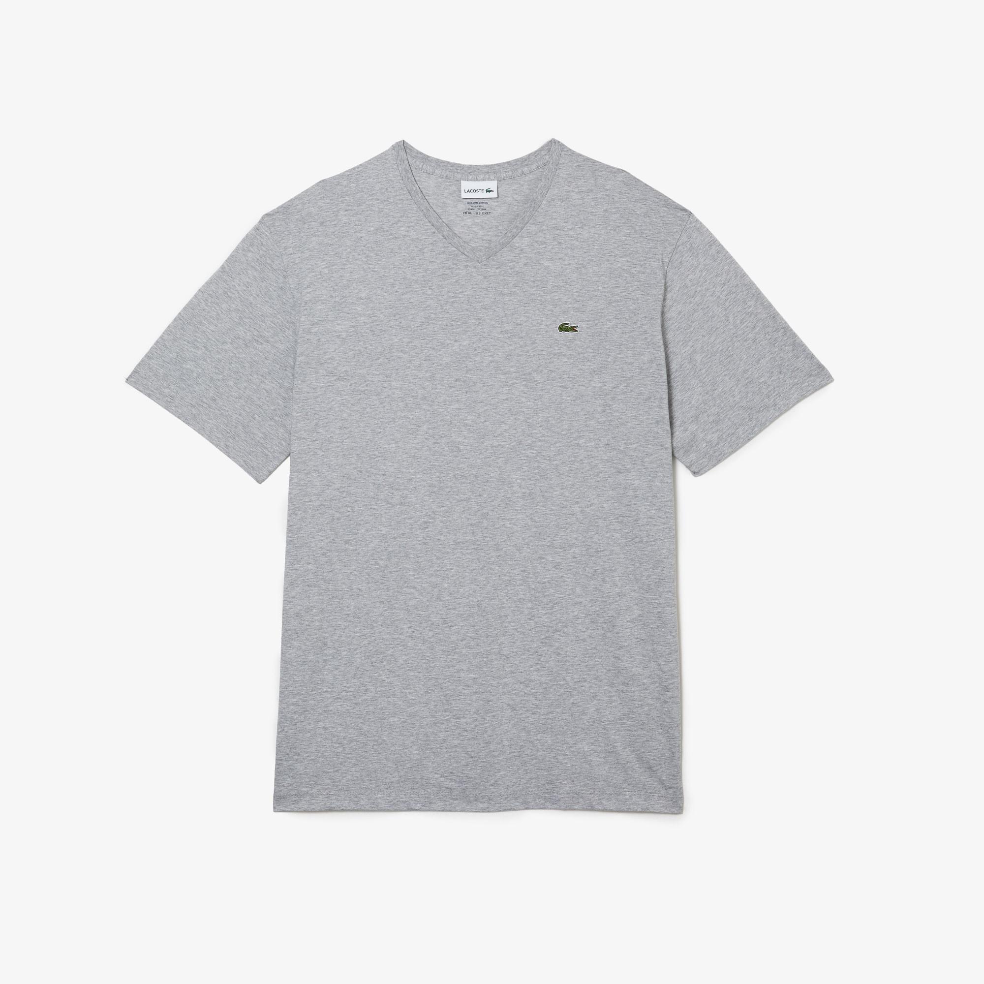 Men’s Tall Fit Ribbed V-Neck Cotton T-Shirt Product Image