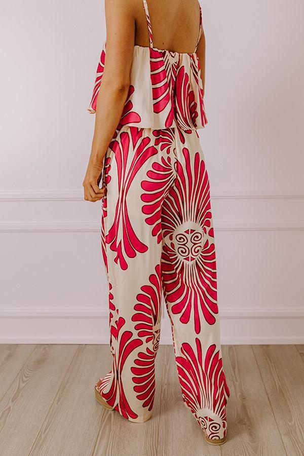 Hawaiian Paradise Satin High Waist Pants In Fuchsia Product Image