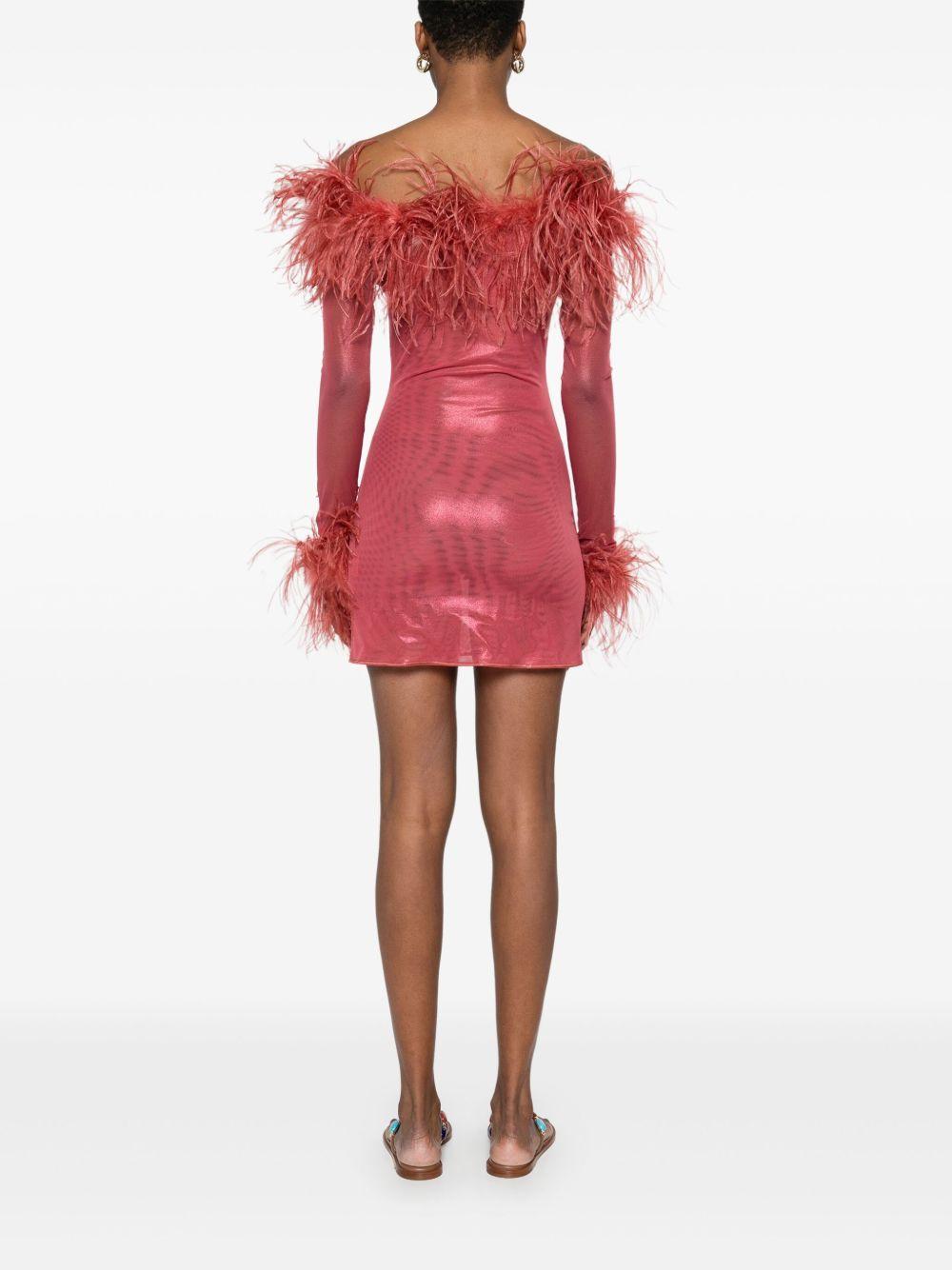 feather-trim mini dress  Product Image