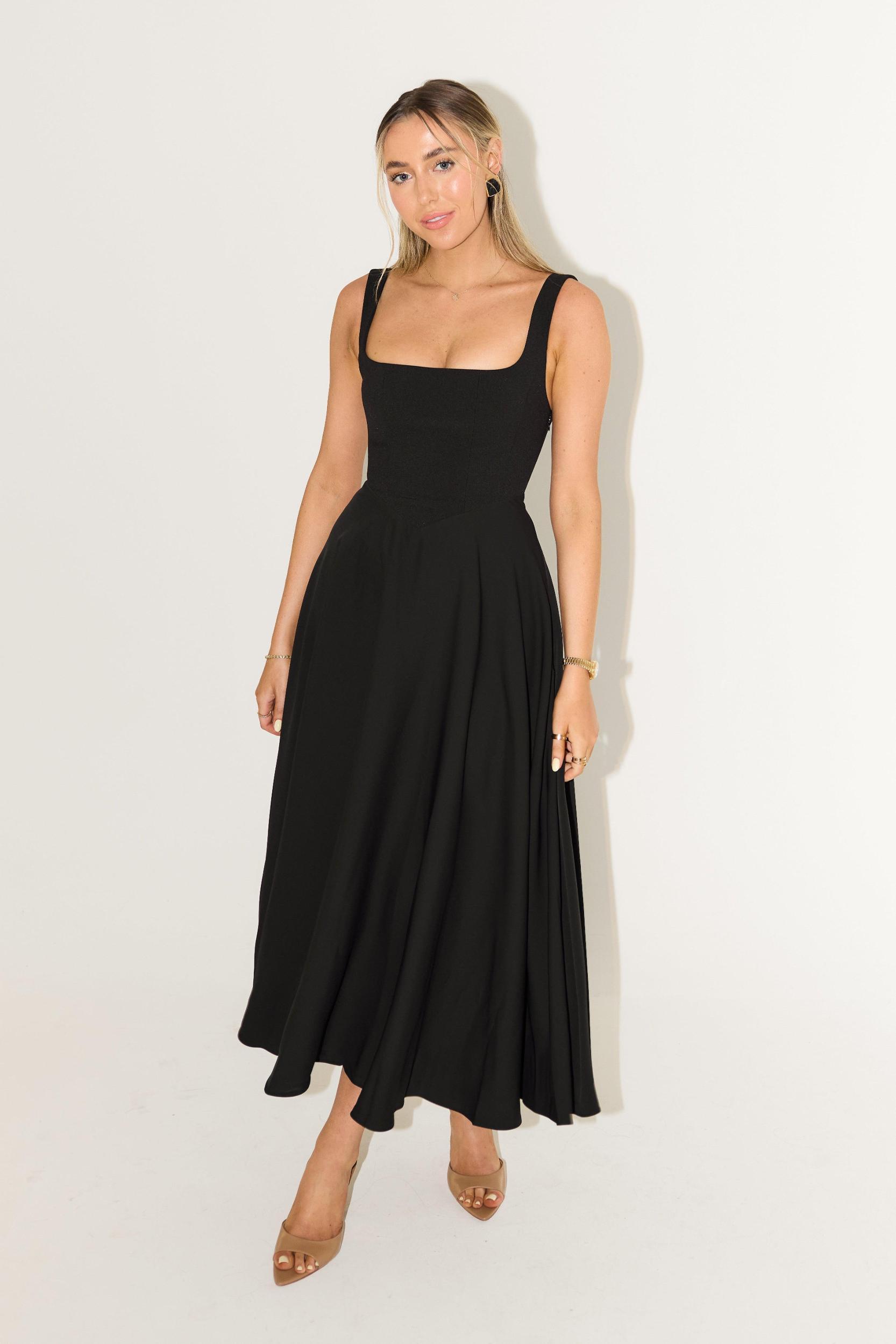 The Ultimate Muse High Waist Square Neck Midi Dress Product Image