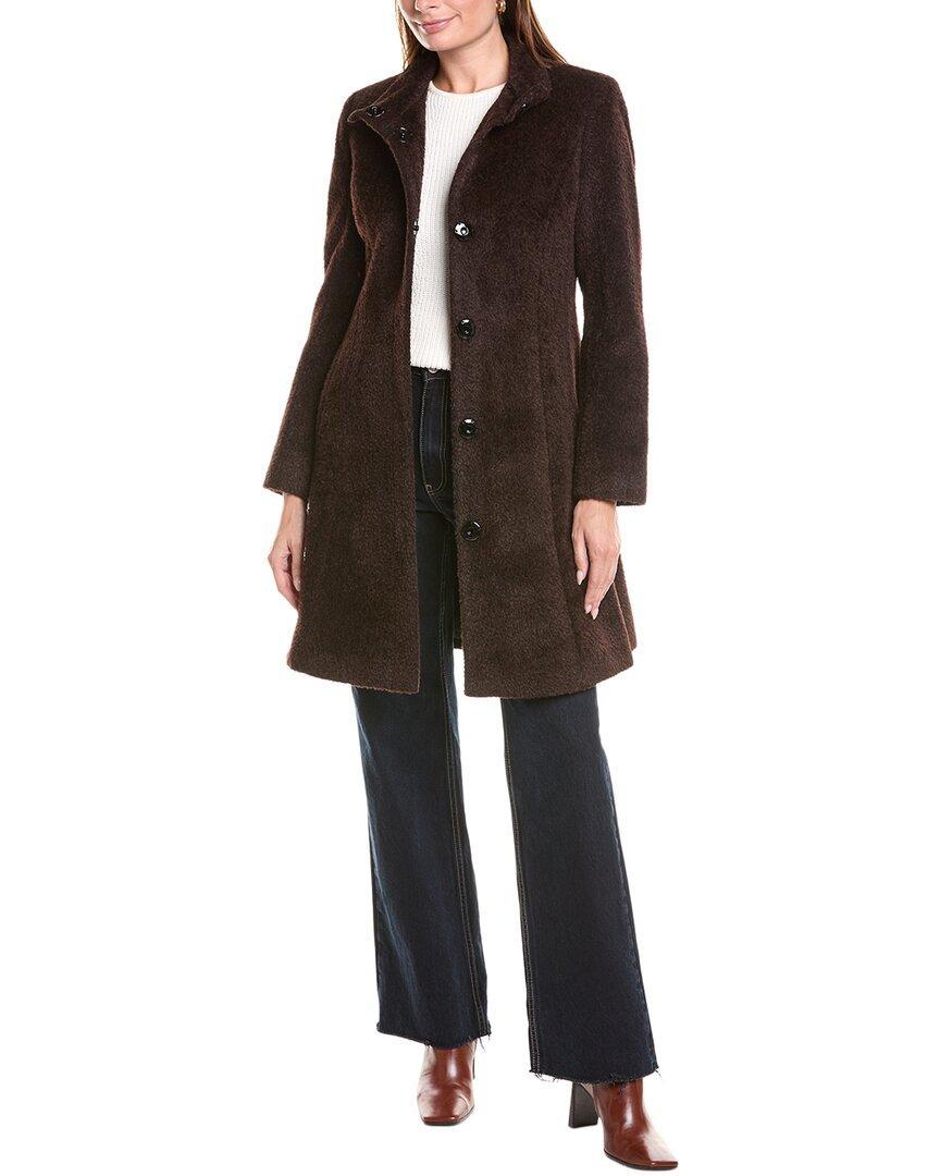 SOFIACASHMERE Stand Collar Wool & Alpaca-blend Coat In Brown Product Image