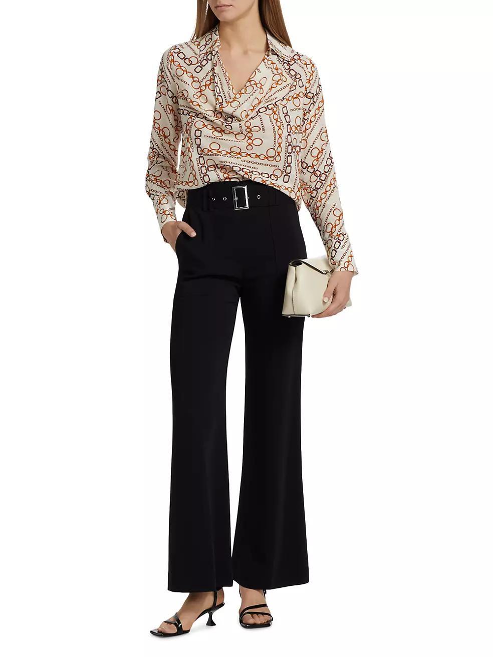 The Ciaran Gilded Chain Printed Draped Blouse Product Image