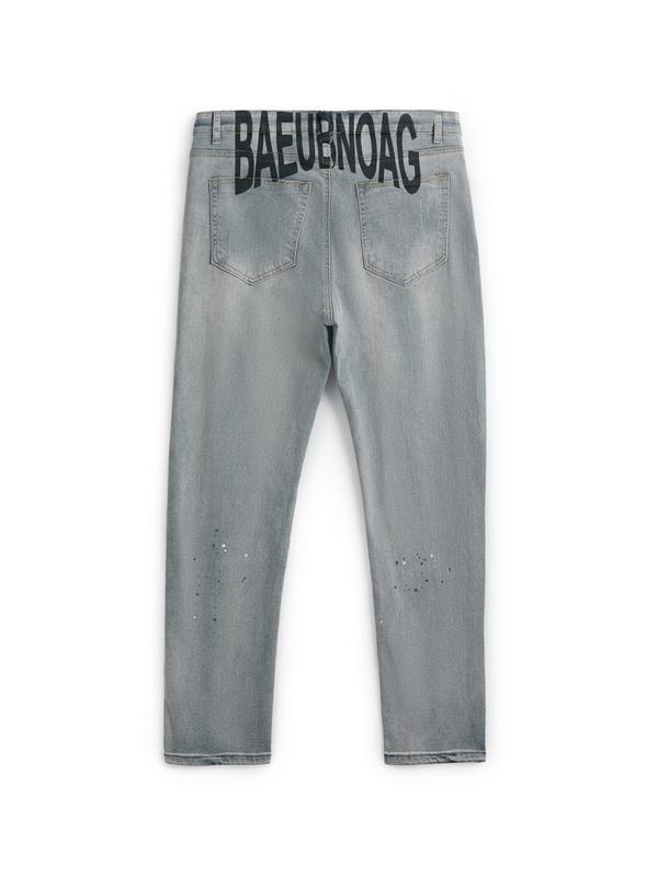 Men's Splash Ink Letter Print Loose Jeans Product Image