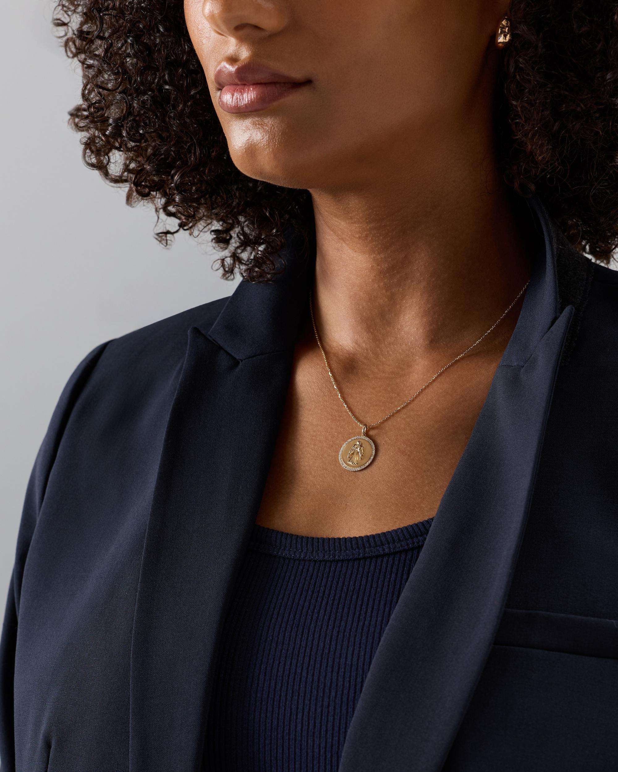 Quince | Women's 14K Gold Pave Zodiac Medallion Necklace Product Image