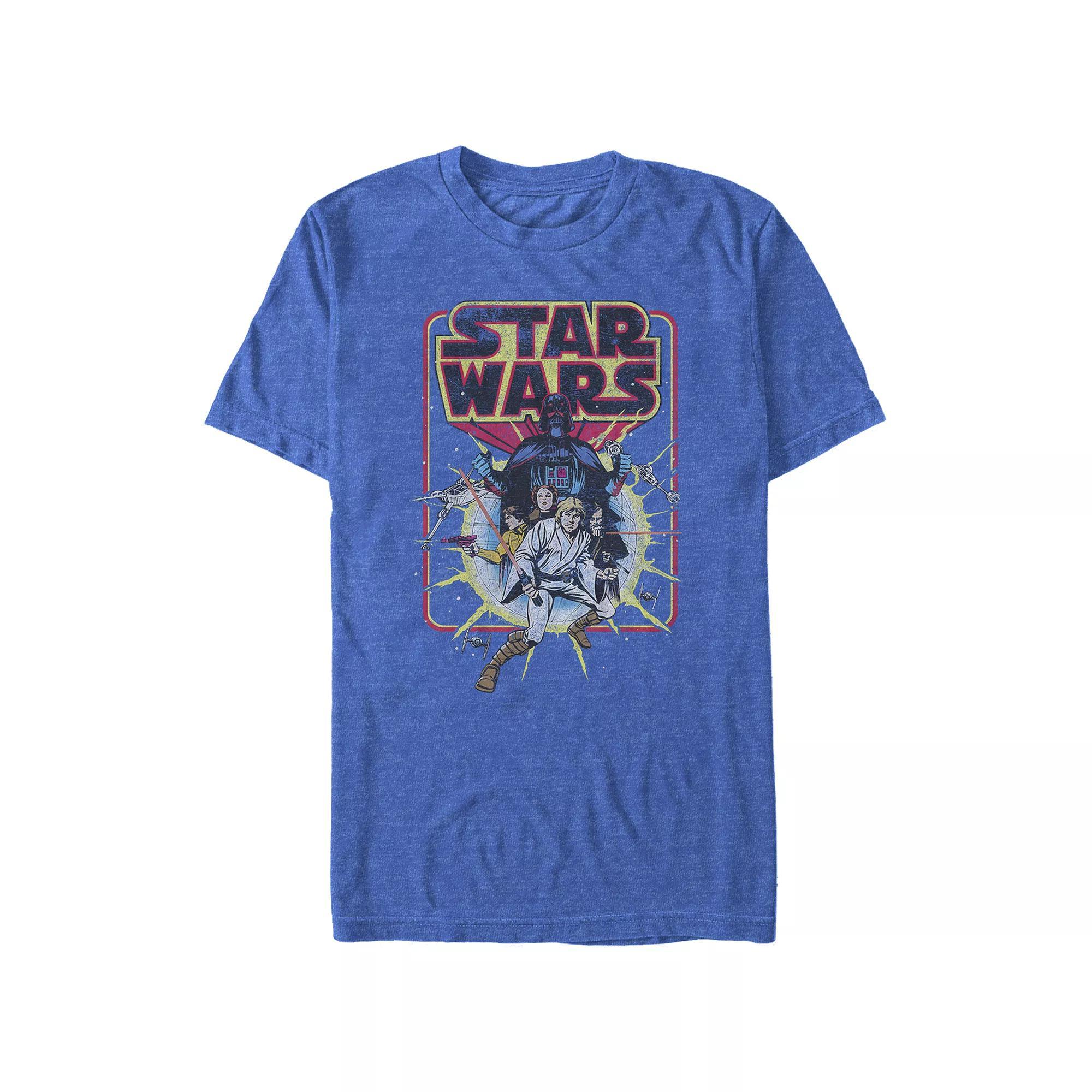 Big & Tall Star Wars Old School Poster Graphic Tee, Men's, Size: 4XL Tall, Royal Grey Product Image