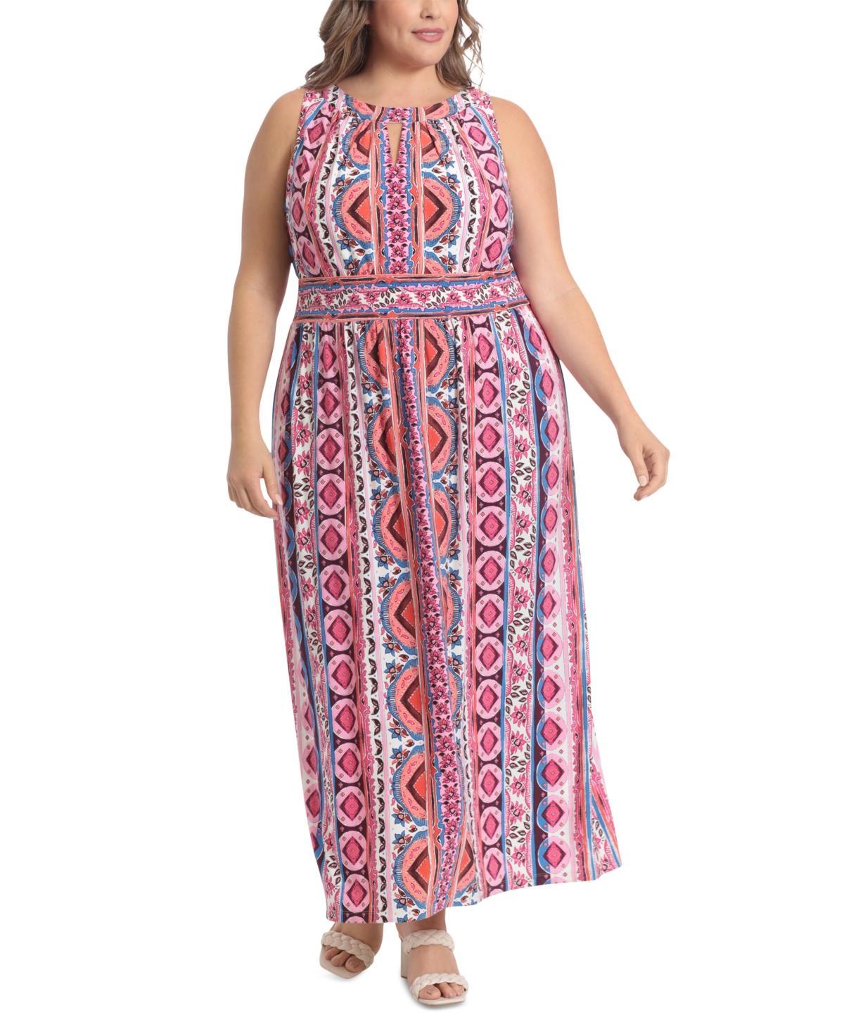 Plus Size London Times Halter Maxi Dress, Womens Product Image