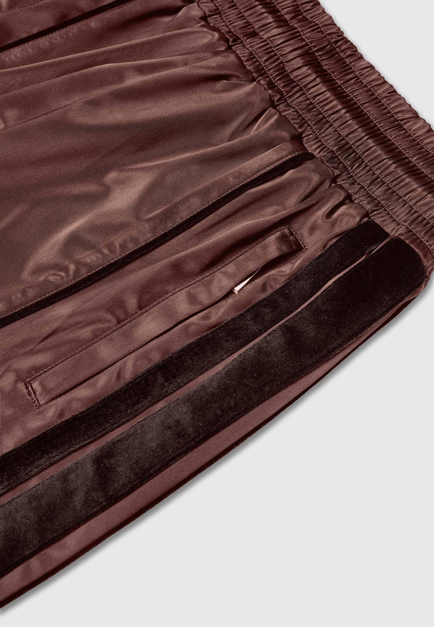 Satin and Velvet Trousers - Brown Female Product Image