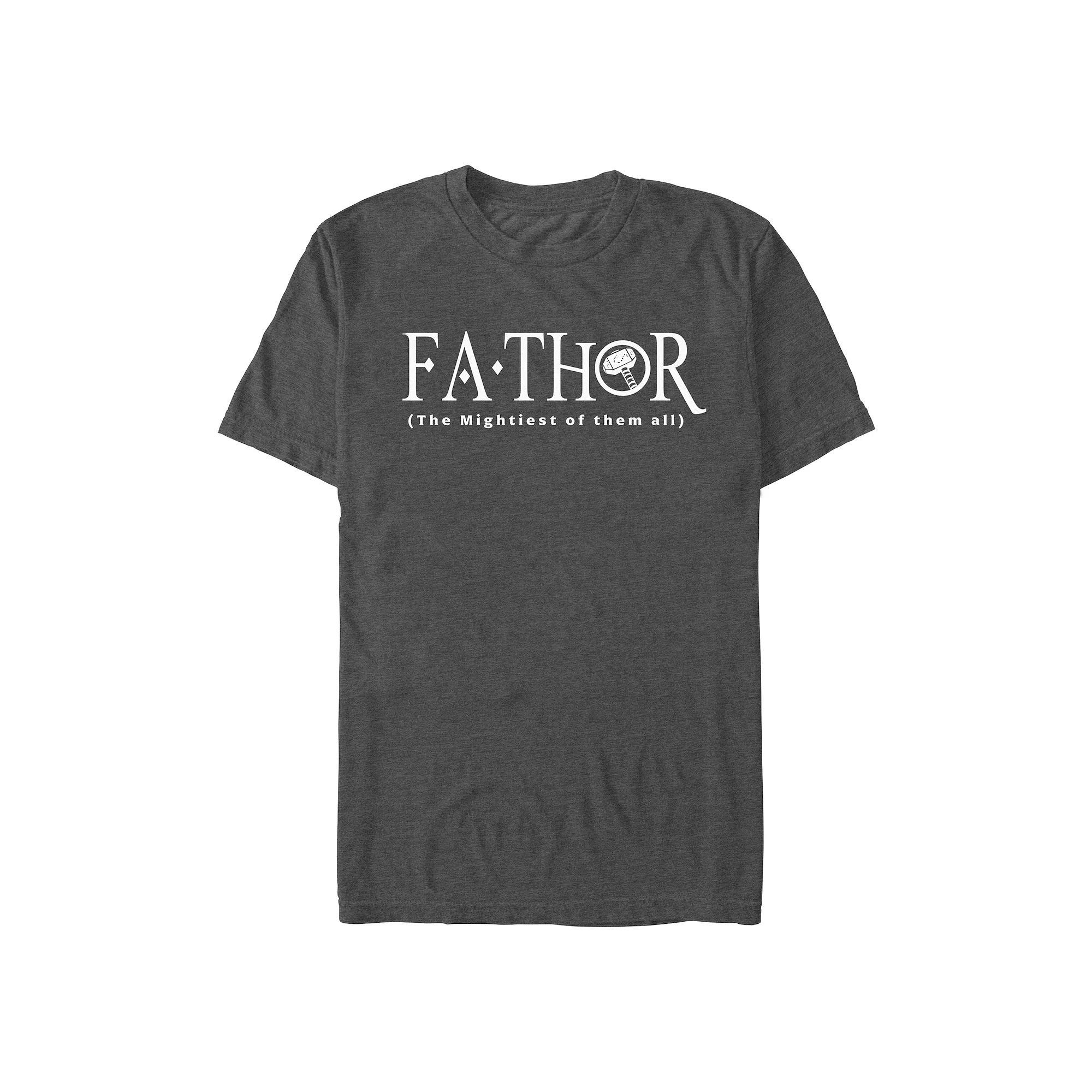 Men's Marvel Thor The Mightiest FaThor Graphic Tee, Size: Medium, Grey Heather Product Image