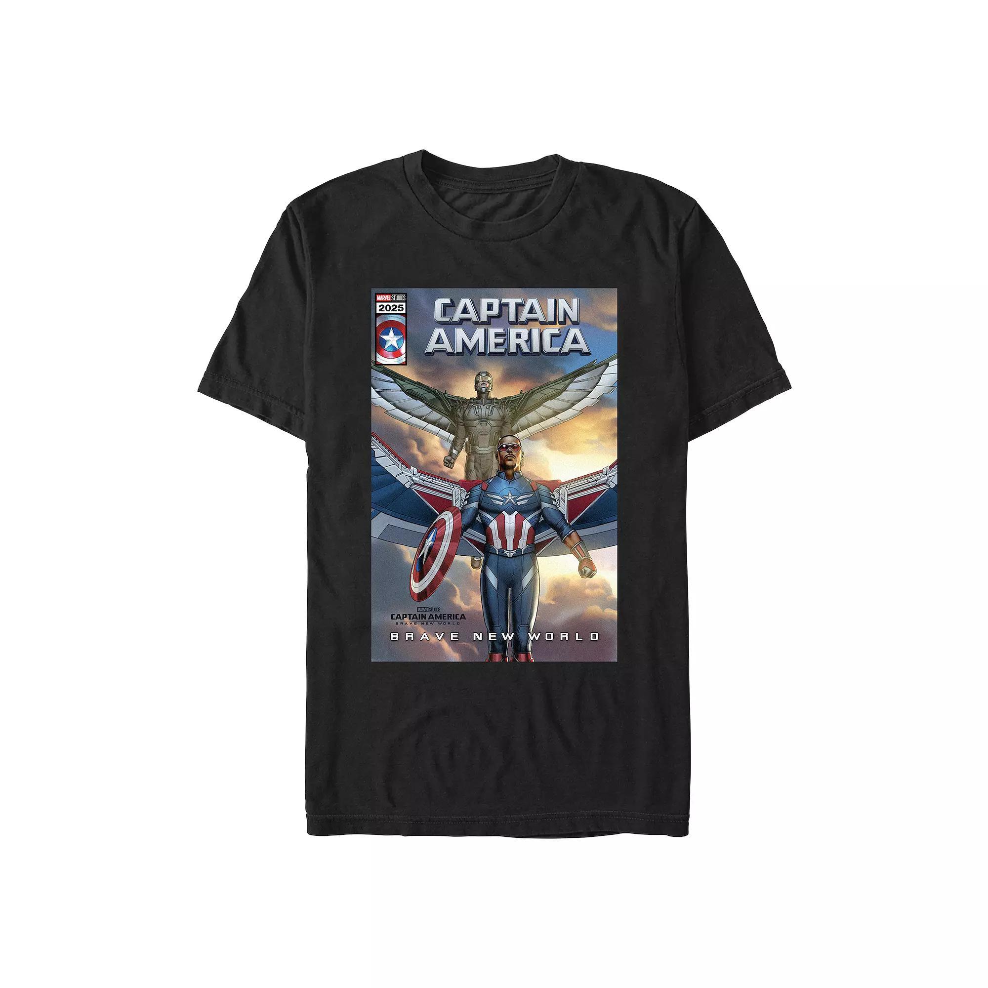 Men's Marvel Captain America Brave New World Captain And Falcon Cover Graphic Tee, Size: XL, Black Product Image