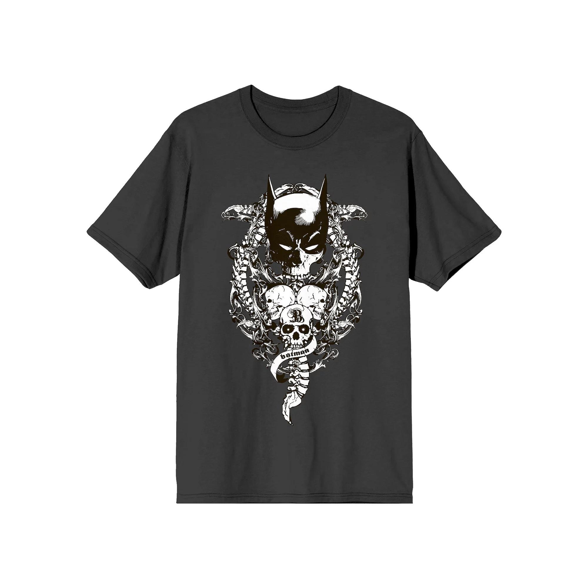 Men's Batman Bat Mask With Skull Tee, Size: XL, Black Product Image