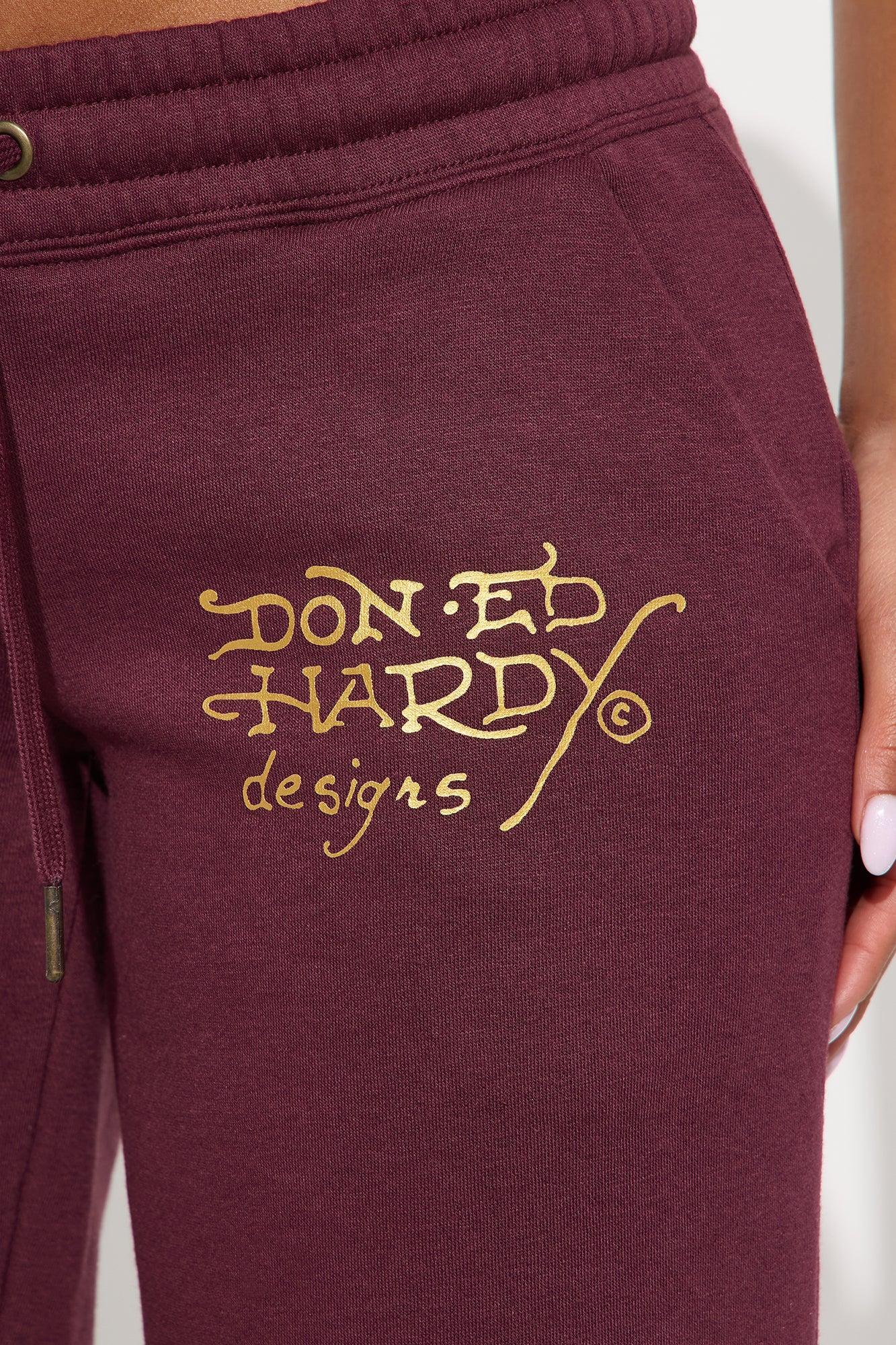 Ed Hardy Orchids Wide Leg Pant - Plum Product Image