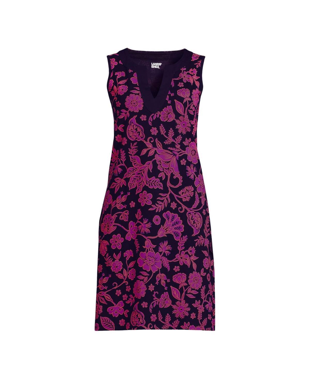 Plus Size Lands End Splitneck Swim Cover-Up Dress, Womens Product Image