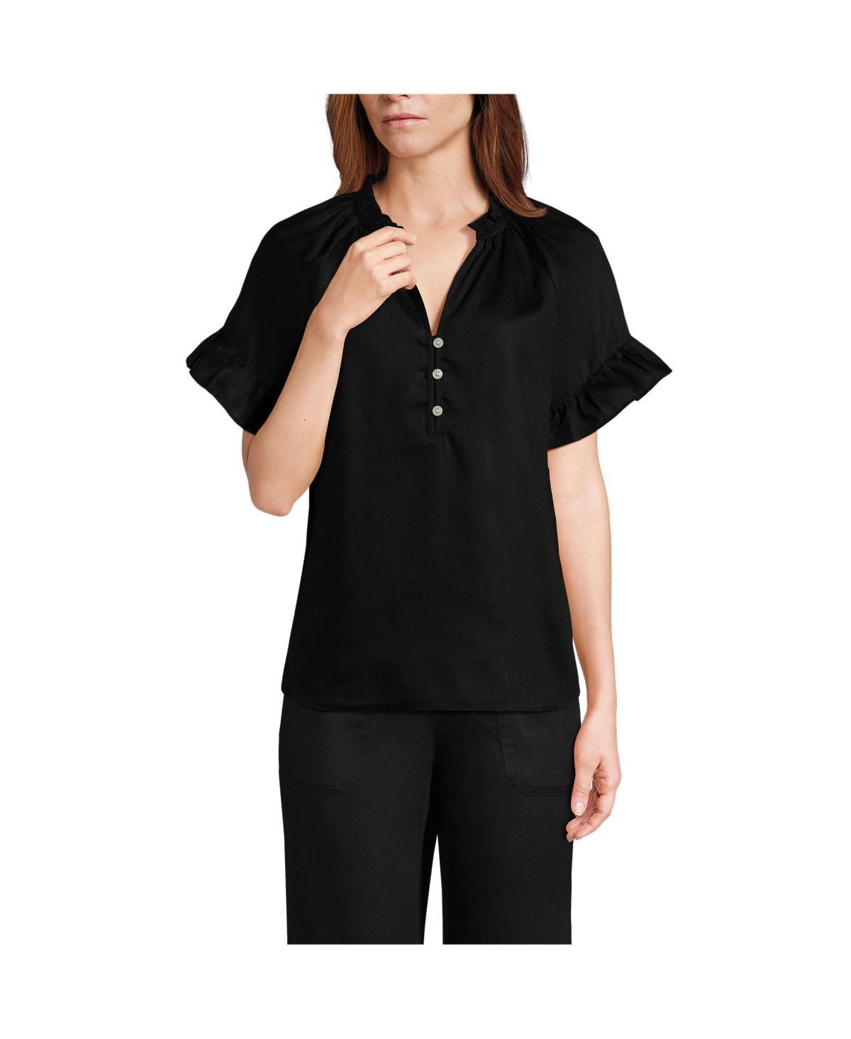 Women's Lands' End Tencel Ruffle Sleeve Blouse, Size: XS, Soft Blue Product Image