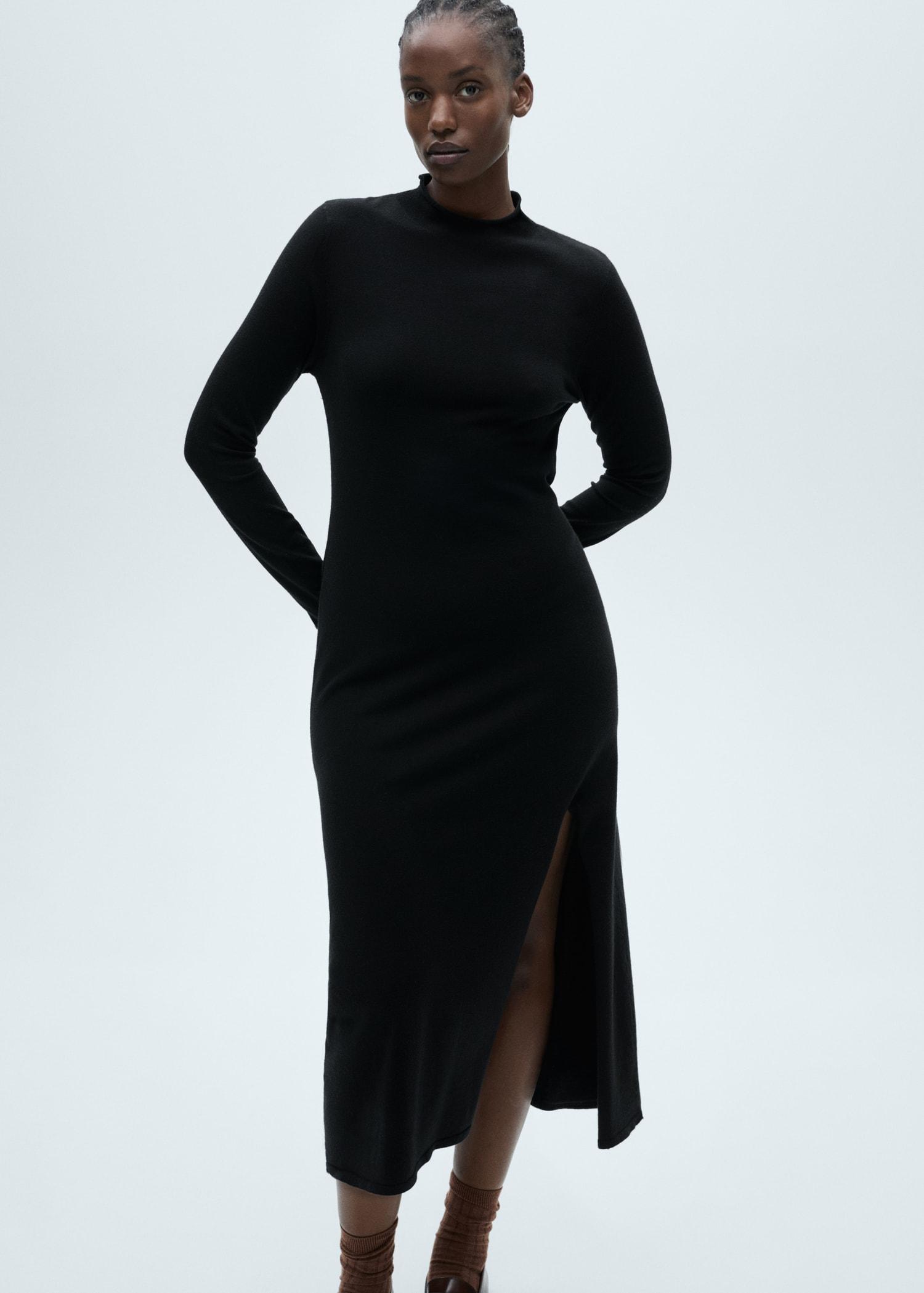 Side slit knit dress - Women | MANGO USA Product Image