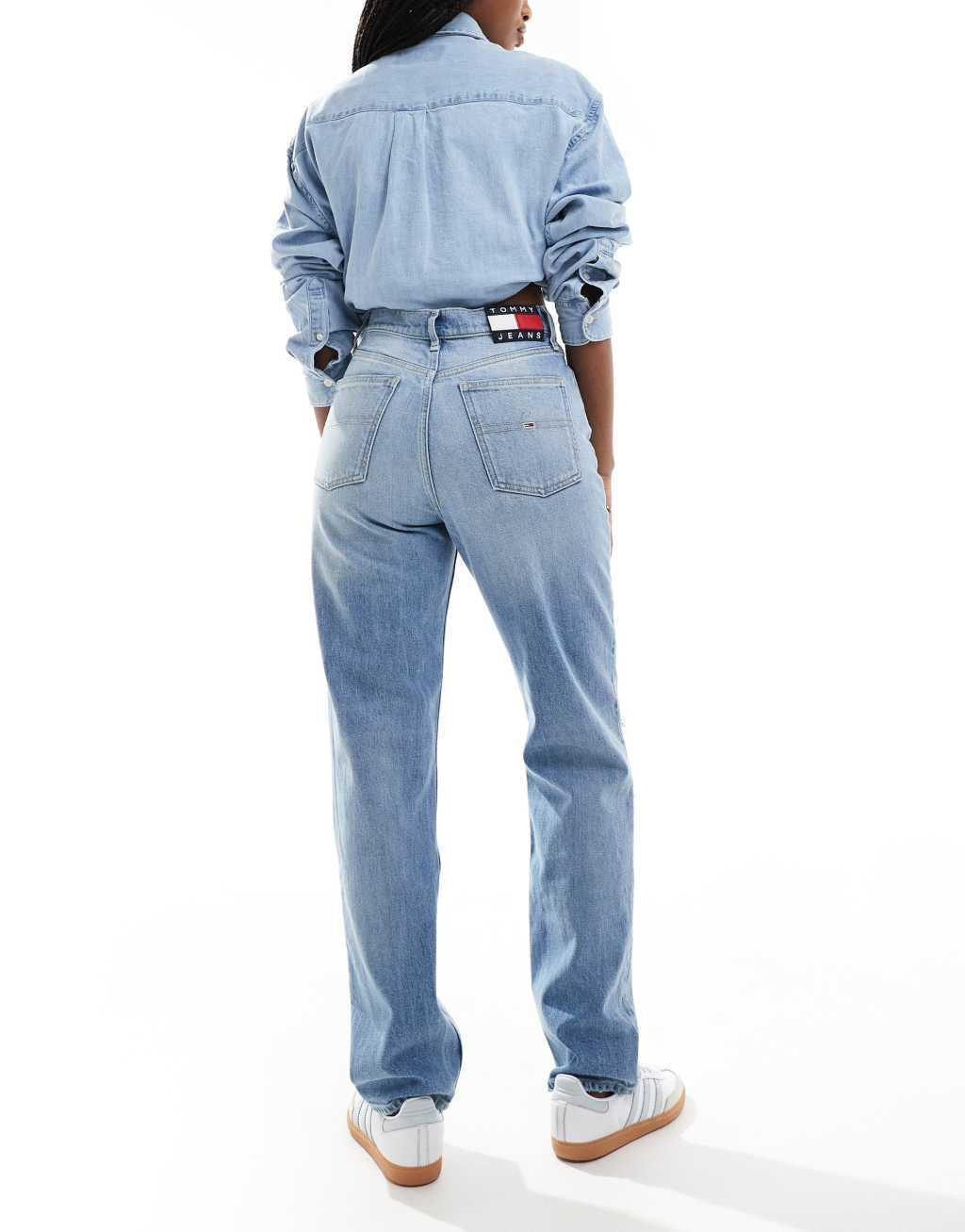 Tommy Jeans Izzie high rise slim straight jeans in light wash Product Image