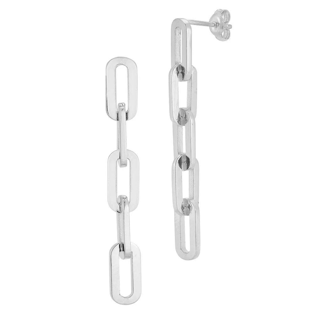 Sunkissed Sterling Sterling Silver Paperclip Chain Drop Earrings, Women's, Silver Tone Product Image