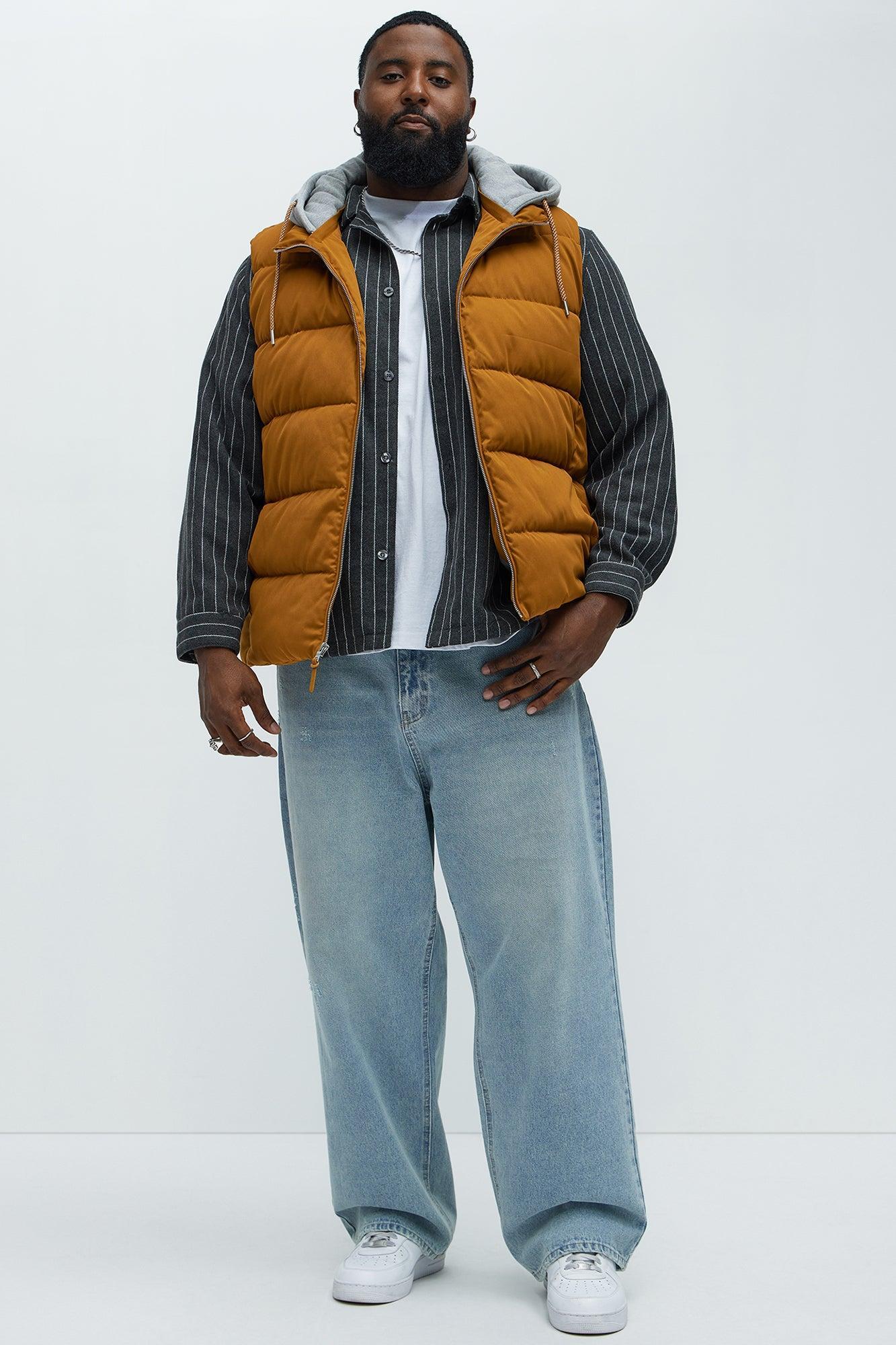 Heartbreak Puffer Vest With Hood - Mustard Product Image