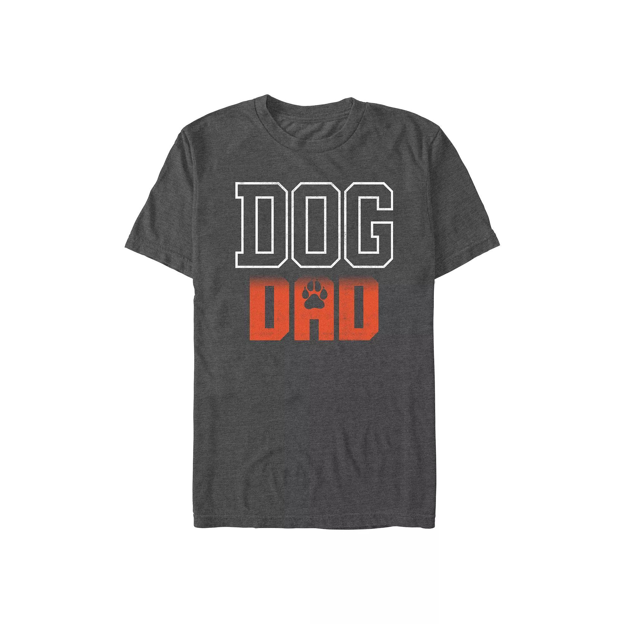 Men's Dog Dad Paw Print Stacked Text Graphic Tee, Size: Small, Grey Heather Product Image