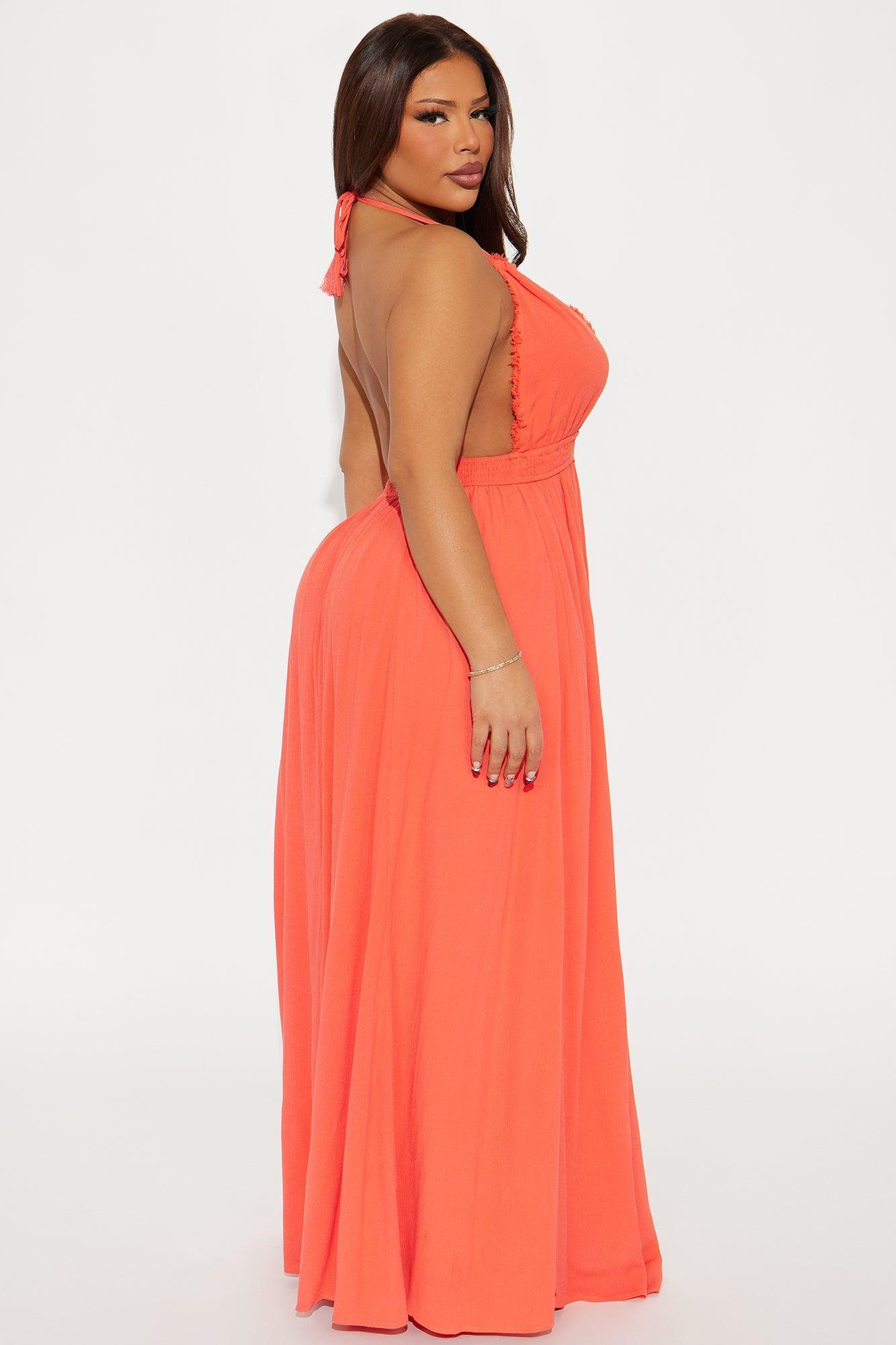 Tanya Backless Maxi Dress - Coral Product Image