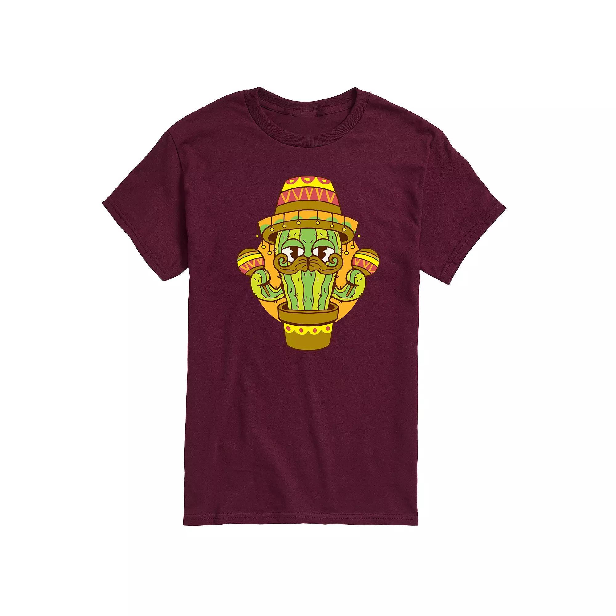 Mens Cactus Sombrero Graphic Tee Red Product Image