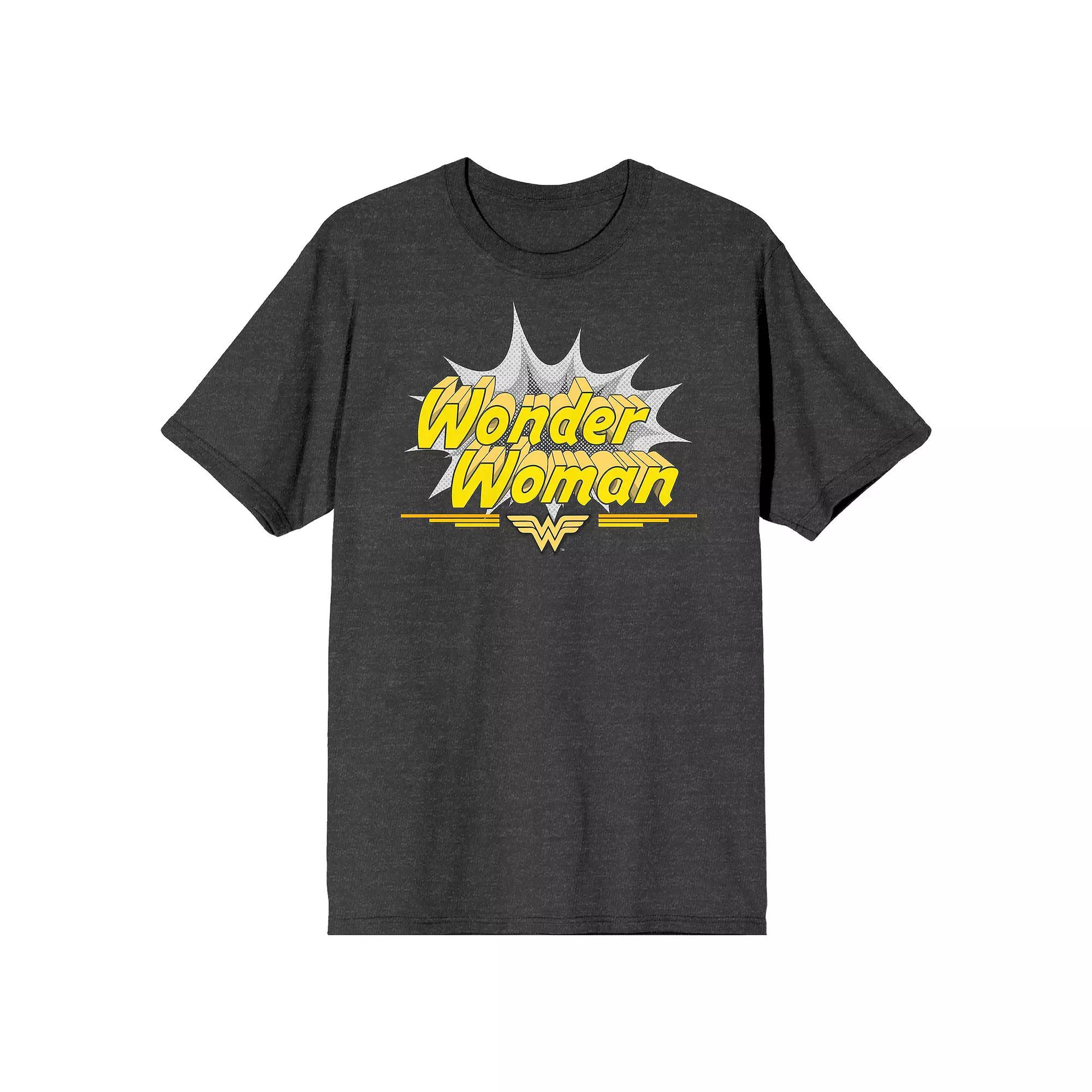 Men's Wonder Woman Comic Title Tee, Size: XL, Black Product Image