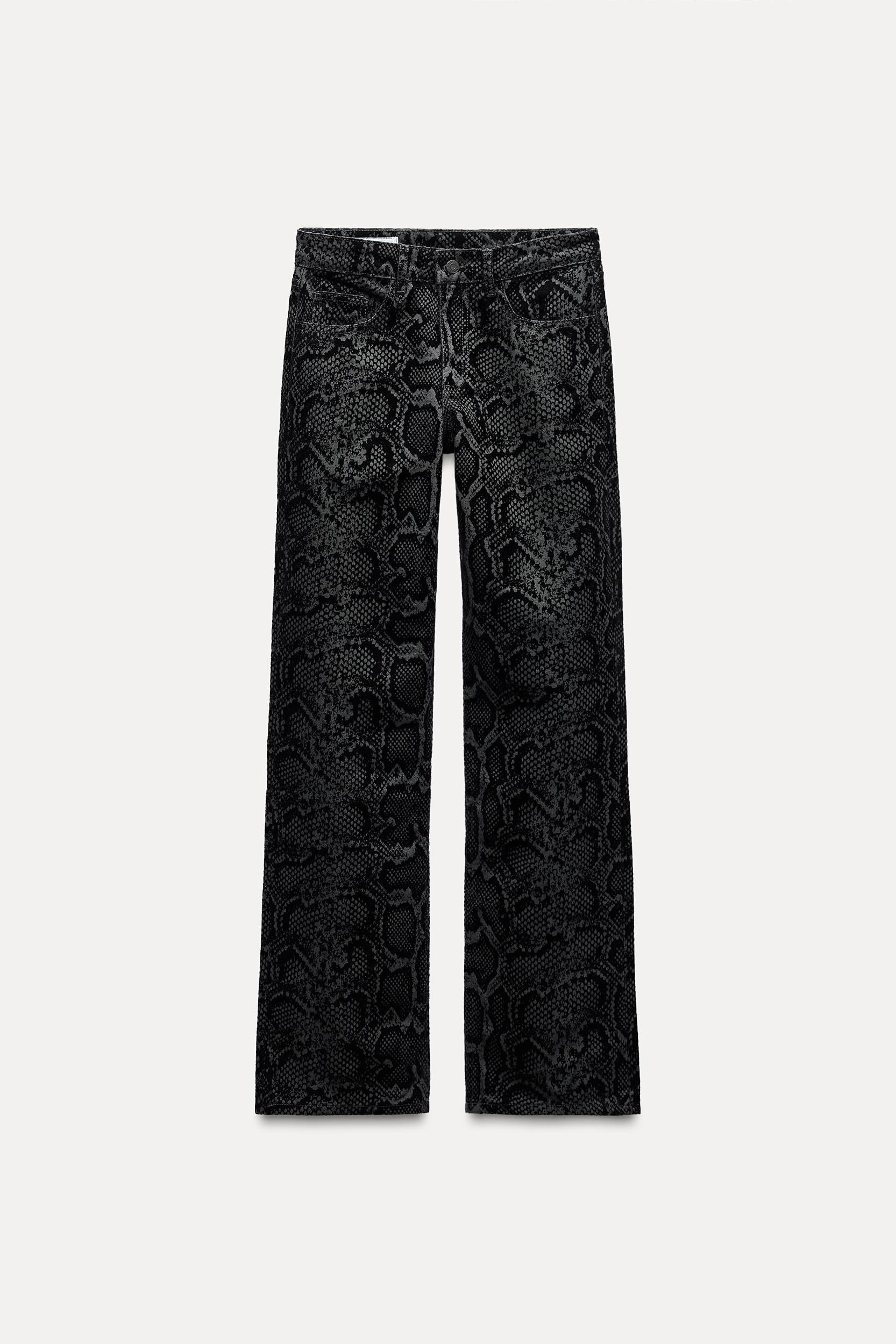 FLOCKED ANIMAL PRINT TRF JEANS WITH A MID WAIST Product Image