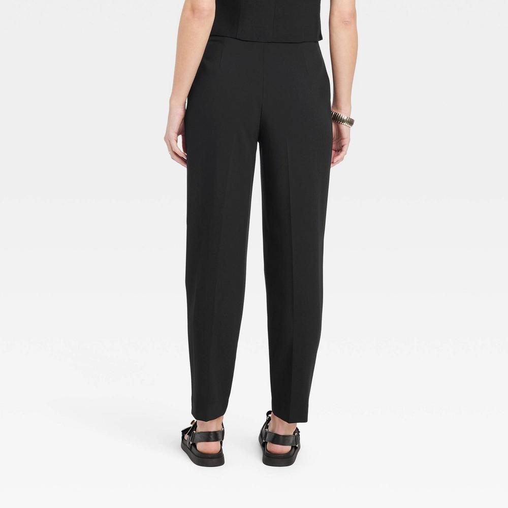 Women's High-Rise Tailored Trousers - A New Day™ Black 4: Recycled Polyester Blend, Tapered Leg, Ankle Length, Machine Washable Product Image
