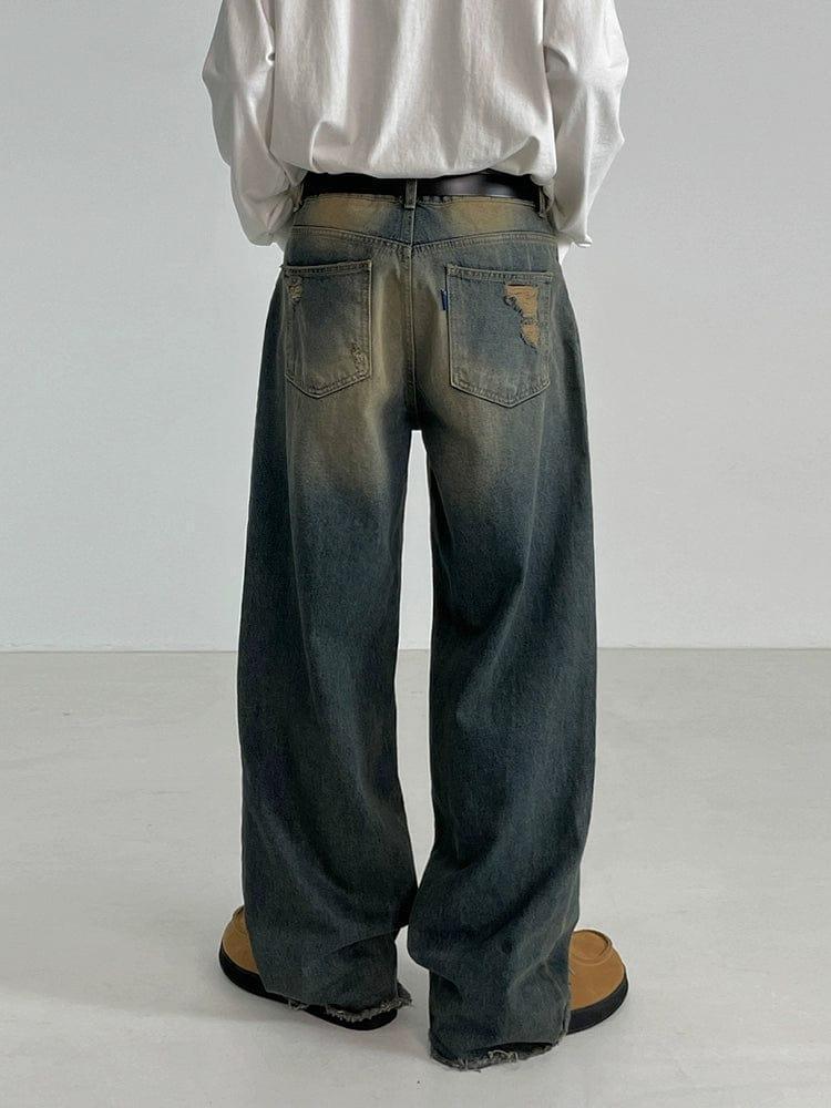 RT No. 11183 WASHED BLUE DENIM STRAIGHT JEANS Product Image