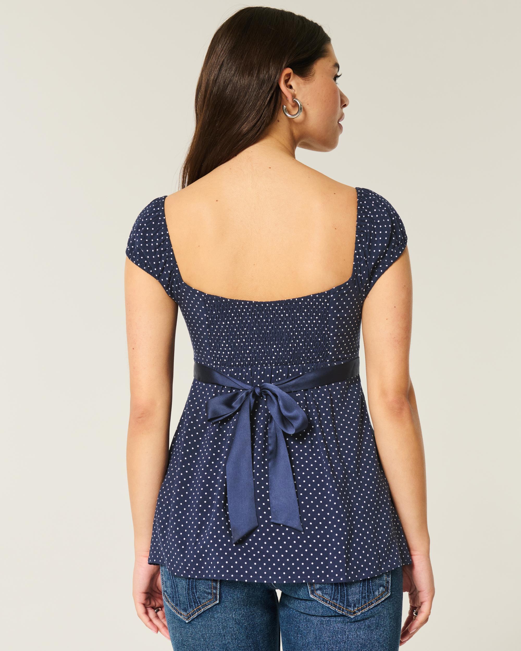 Easy Satin Tie Babydoll Top Product Image
