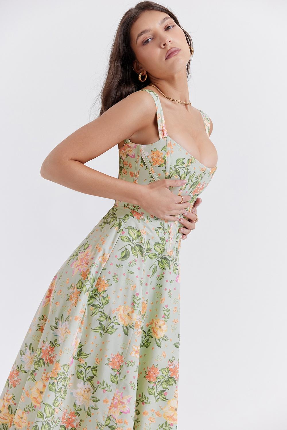 Saira Light Jade Print Midi Sundress Product Image
