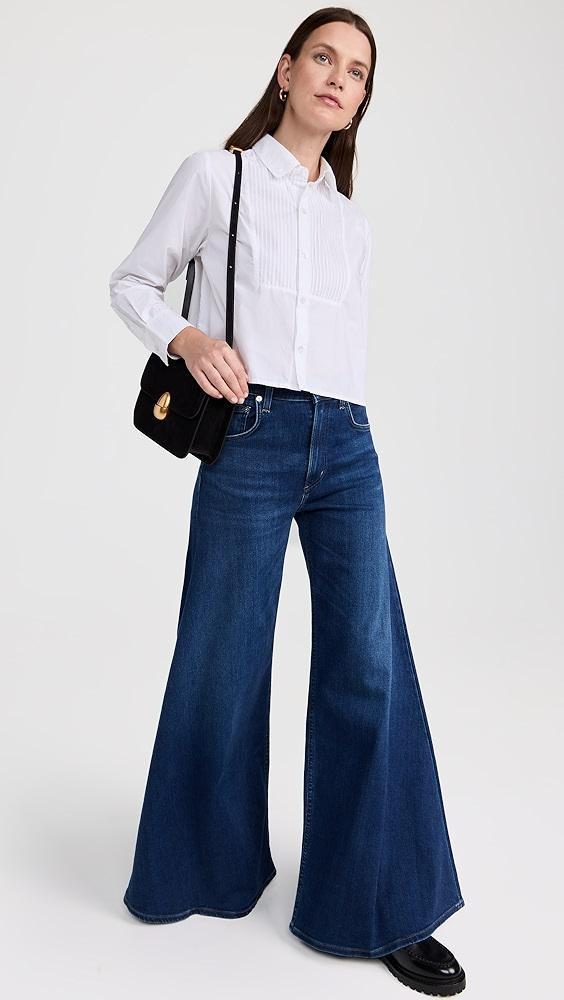 Citizens of Humanity Fino Boxy Cropped Tuxedo Button Down Top | Shopbop Product Image