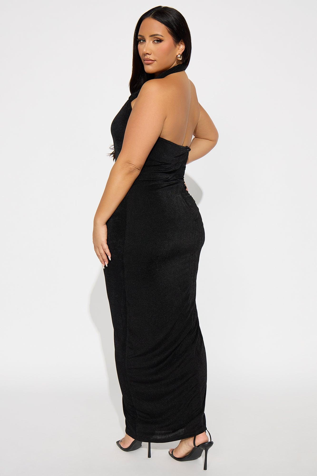 Kara Slinky Ruched Halter Maxi Dress - Black Female Product Image