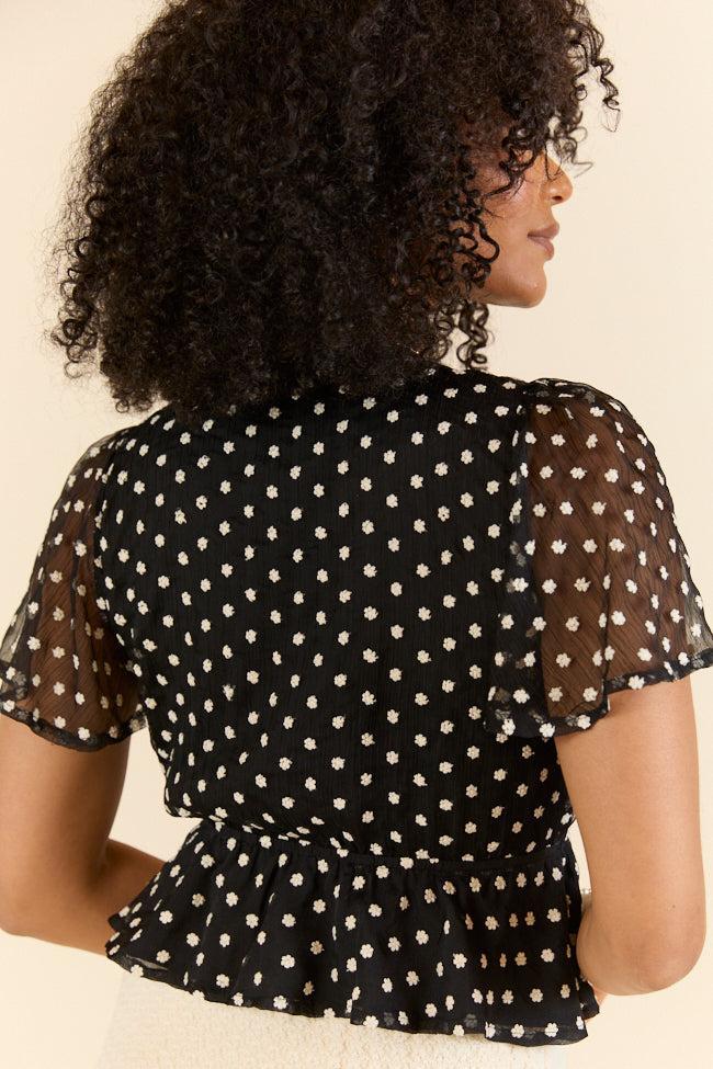 Dotted Blossoms Black Floral Embroidered Blouse FINAL SALE Product Image
