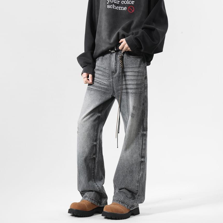 Mid Rise Washed Wide Leg Jeans Product Image
