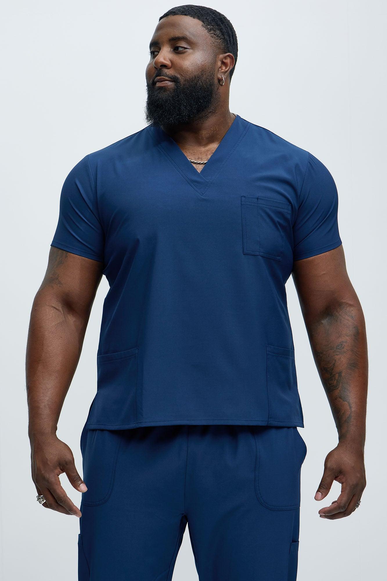 Mens Essential 4 Way Stretch Scrub Uniform Jogger Set - Navy Product Image
