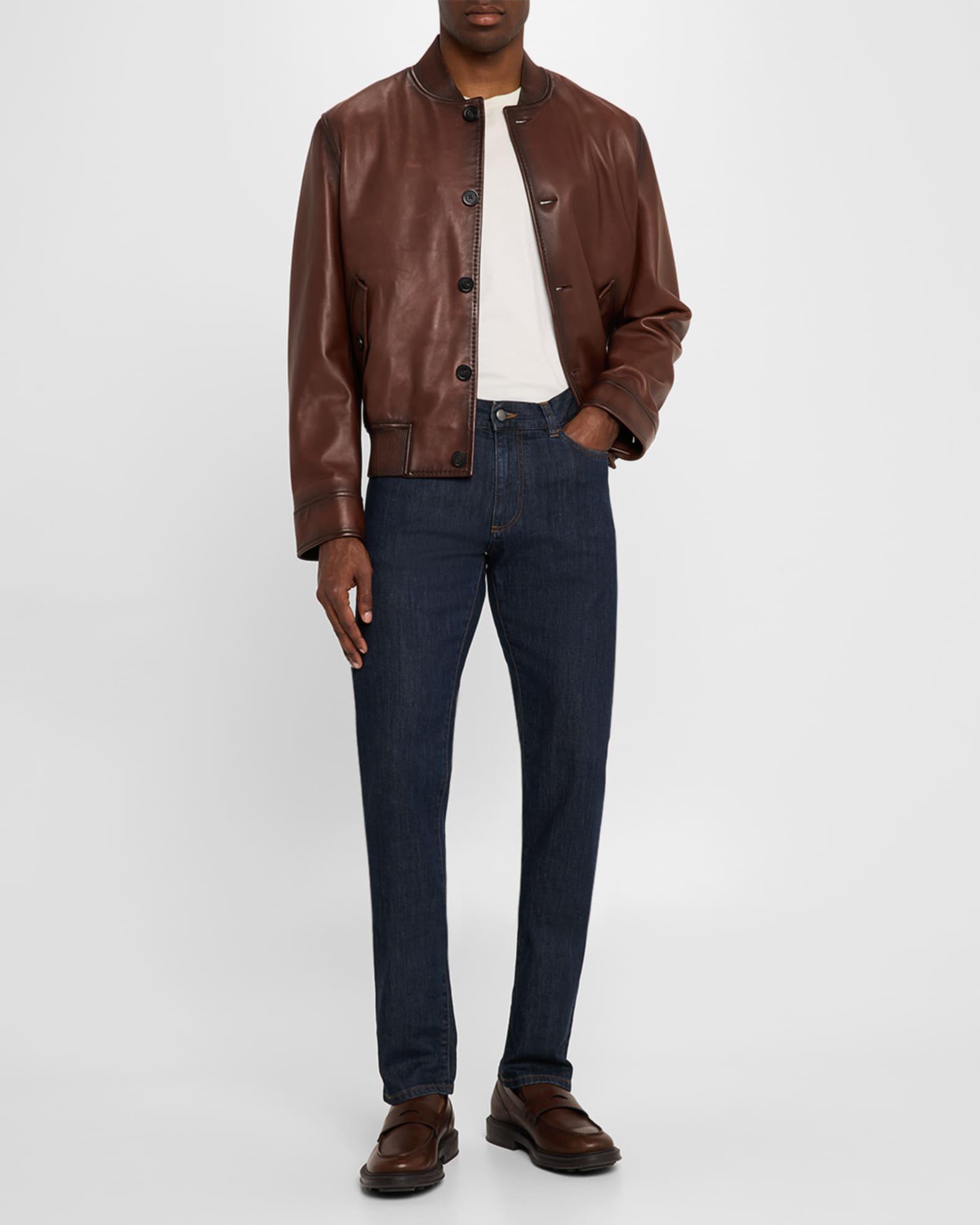 Mens Napa Leather Bomber Jacket Product Image