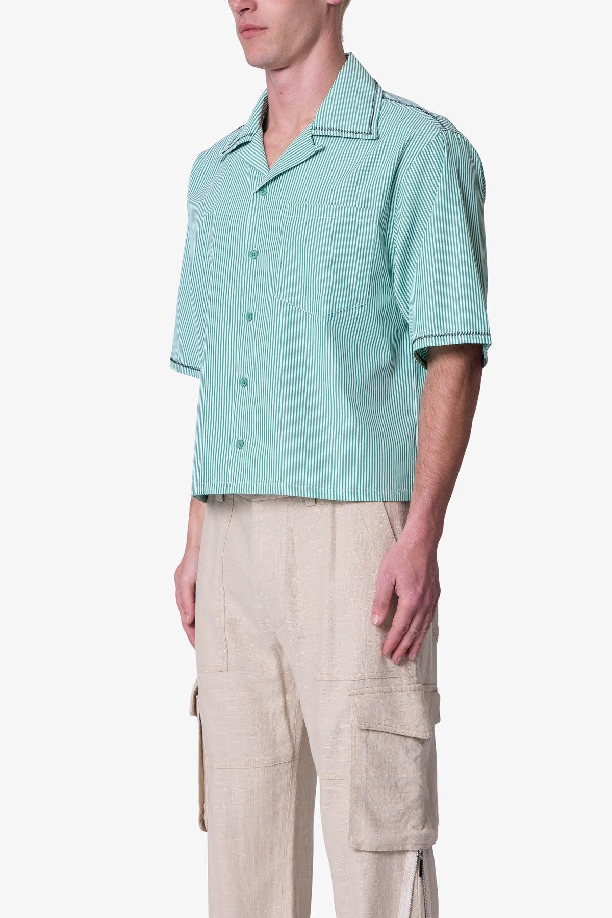 Zig Zag Stitch Button Up Shirt - Green Product Image